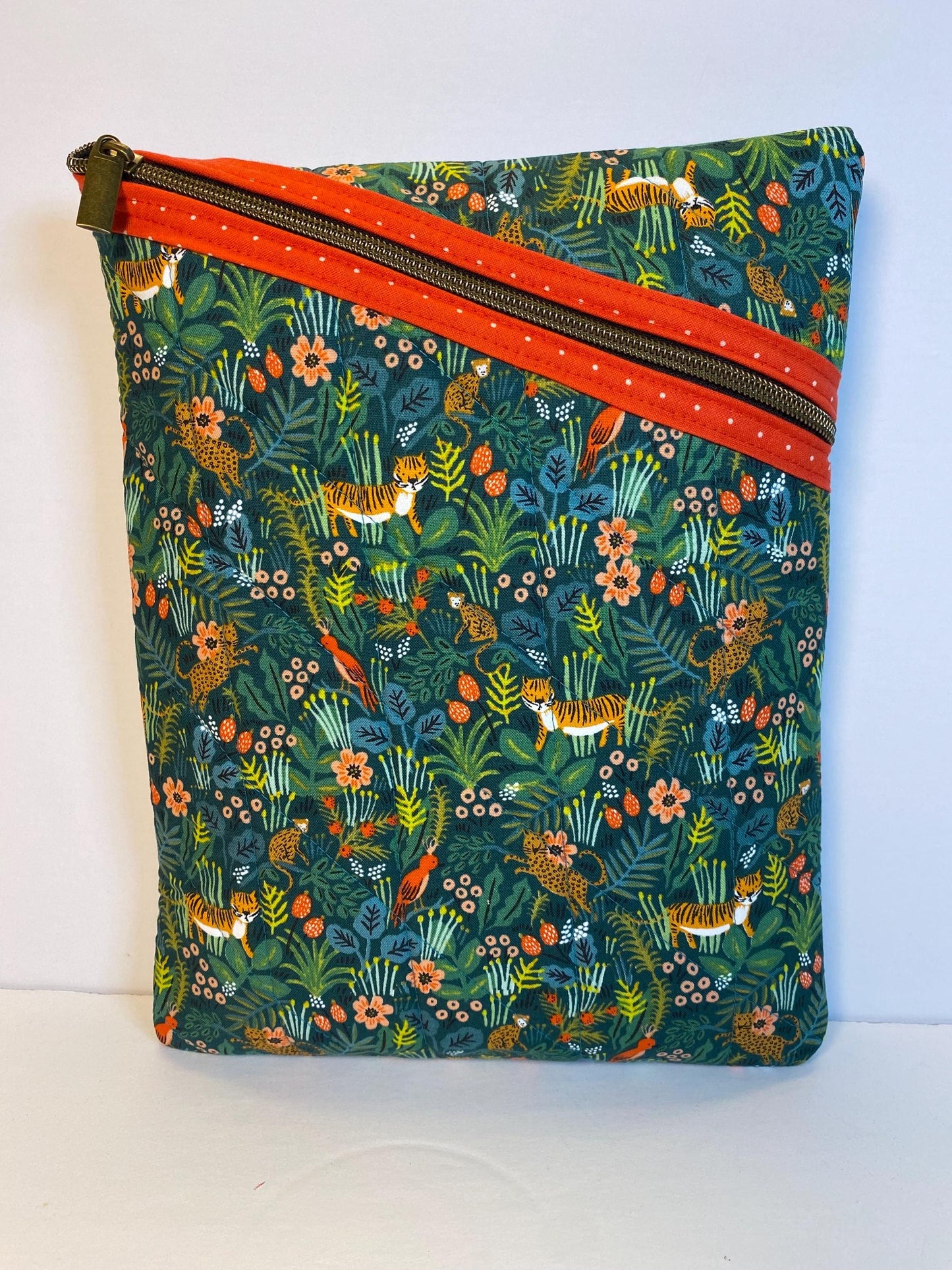 Rifle Paper Co green menagerie jungle fabric soft tablet case with zipper