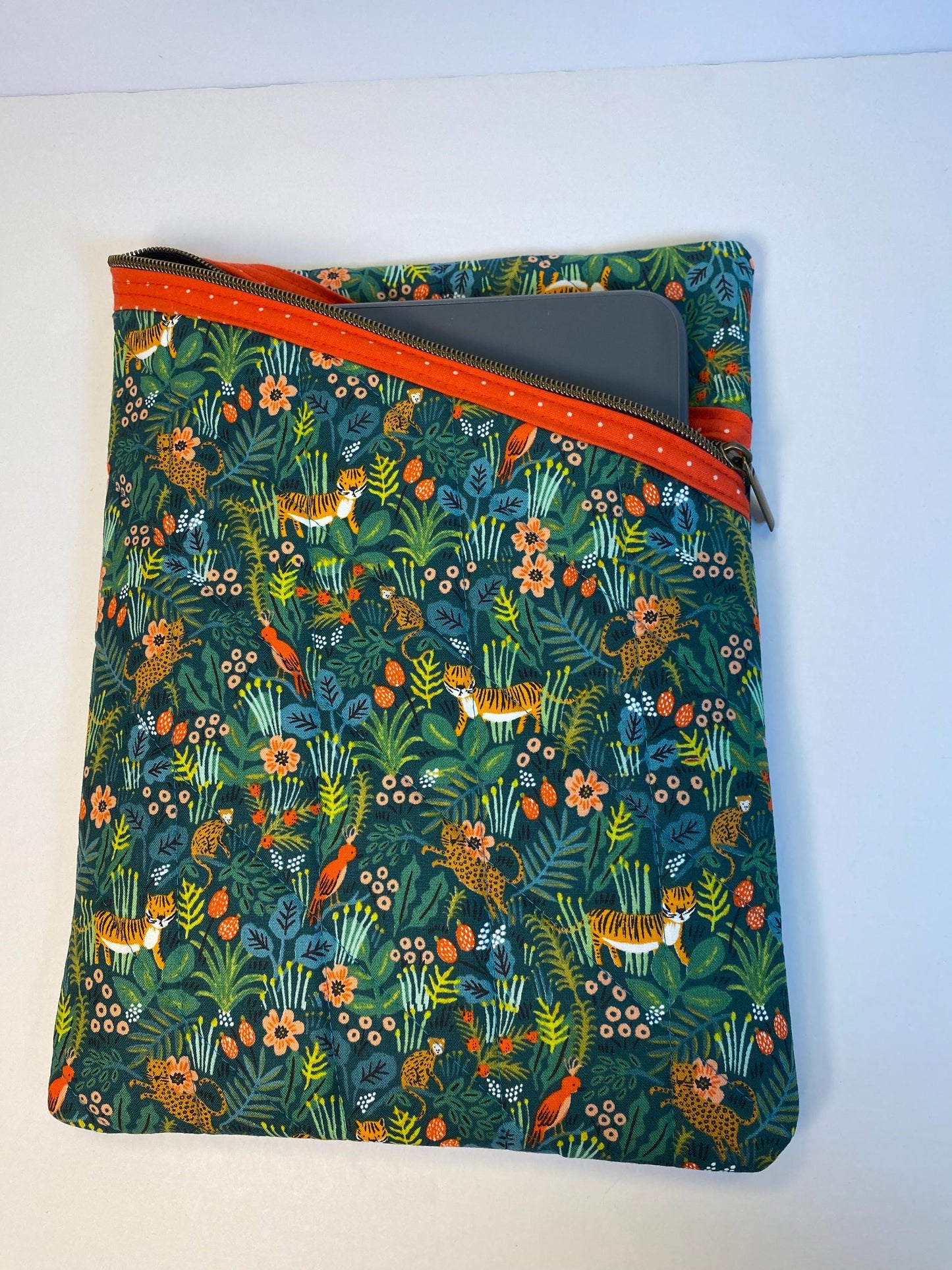 Rifle Paper Co green menagerie jungle fabric soft tablet case with zipper