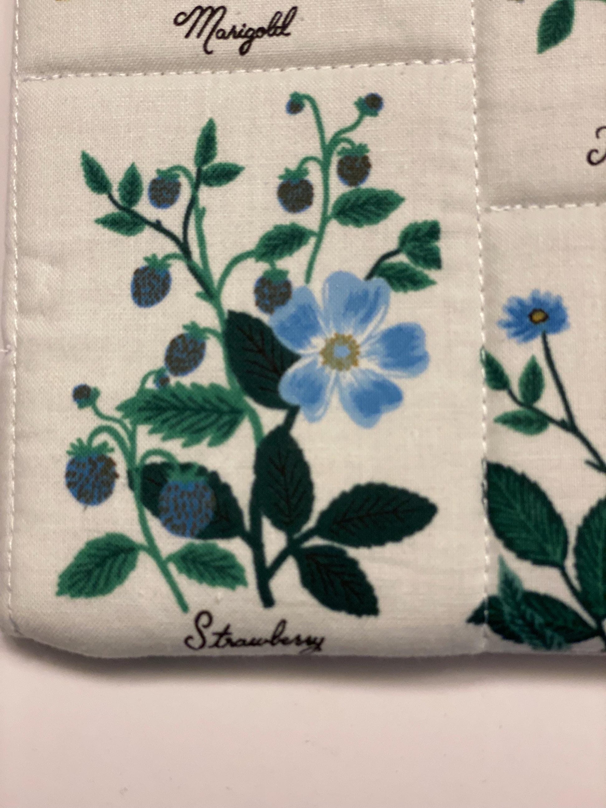Rifle Paper Co floral fabric soft tablet case with zipper, quilted iPad case