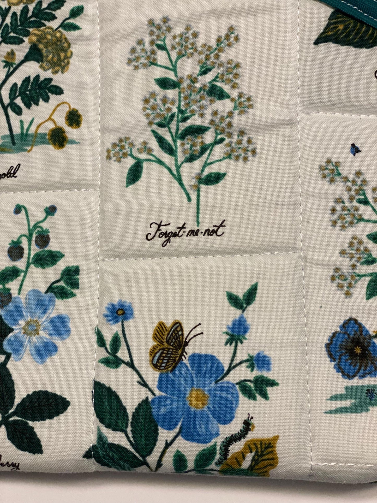 Rifle Paper Co floral fabric soft tablet case with zipper, quilted iPad case