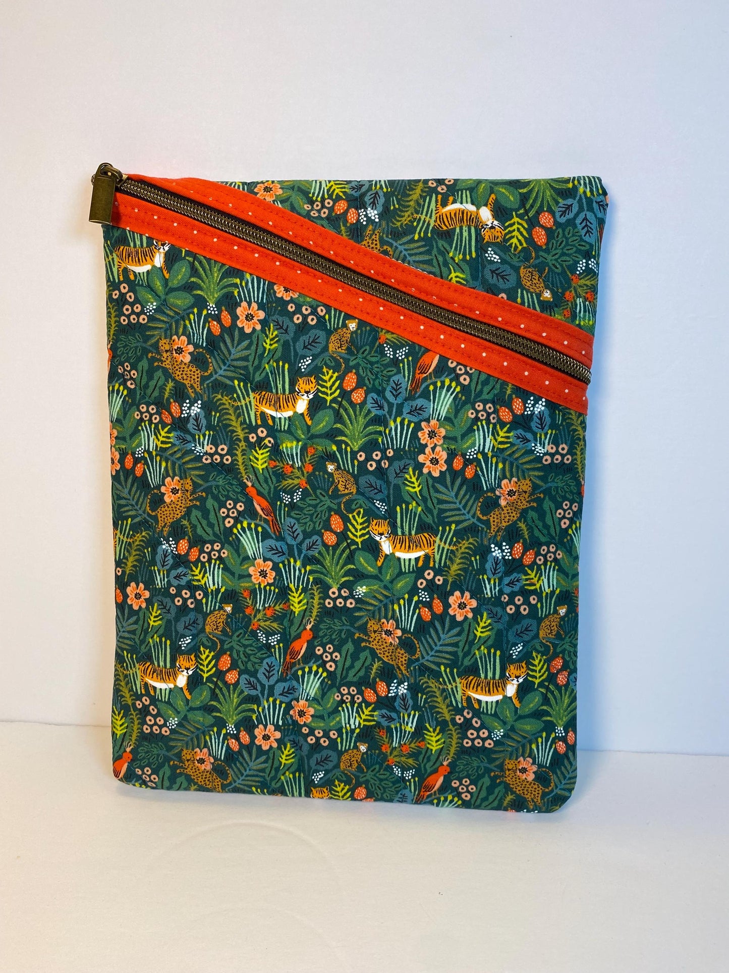 Rifle Paper Co green menagerie jungle fabric soft tablet case with zipper