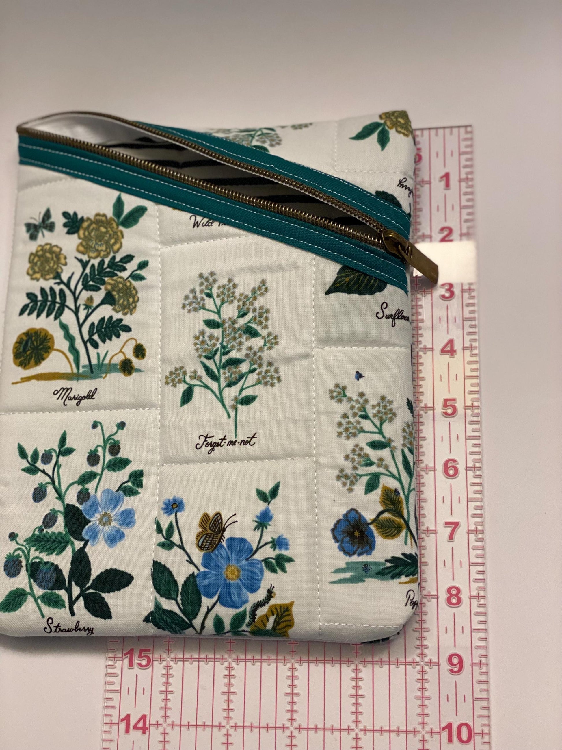 Rifle Paper Co floral fabric soft tablet case with zipper, quilted iPad case