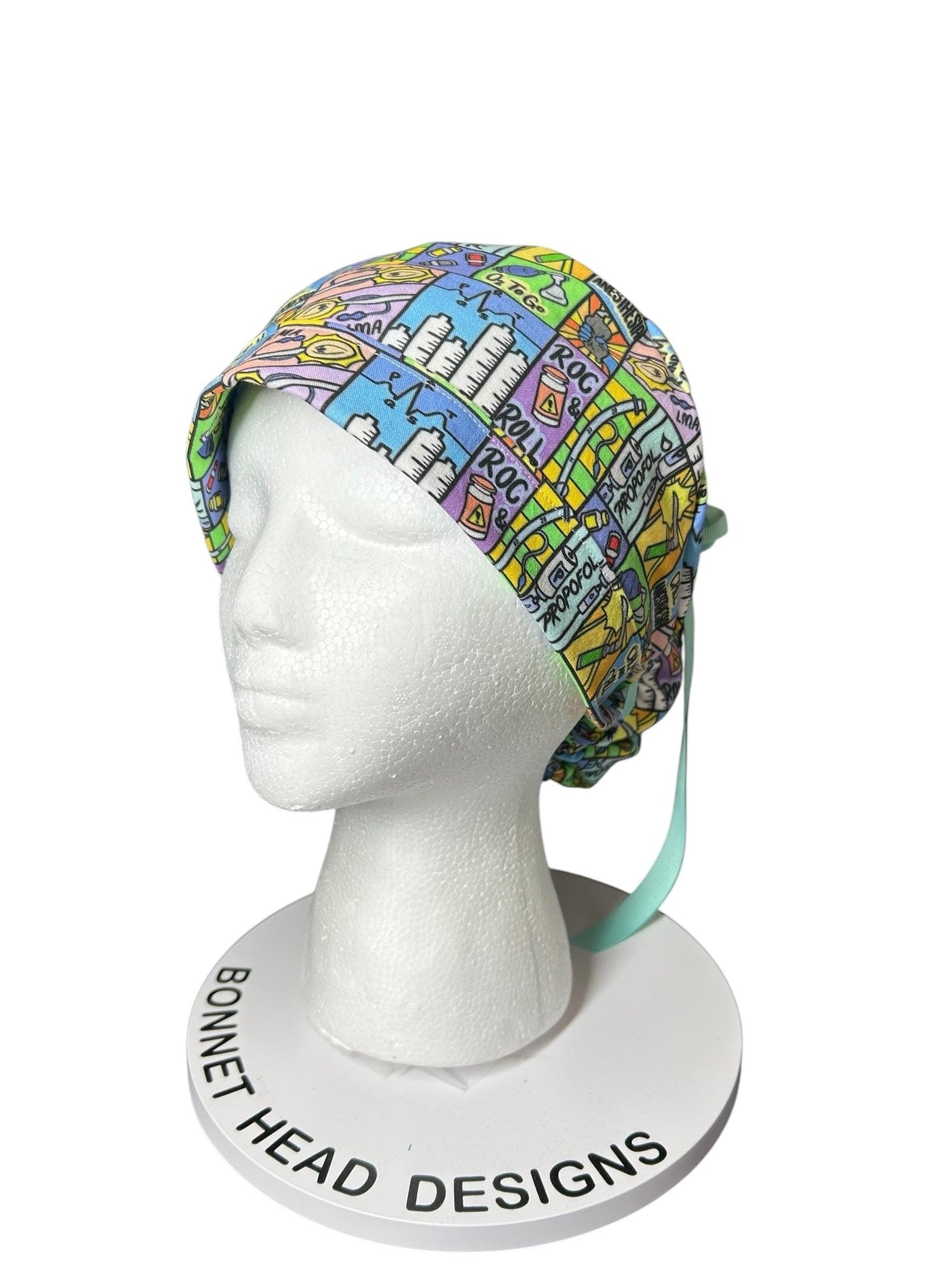 Keep calm and call anesthesia women’s ponytail scrub hat, ponytail scrub hat in anesthesia fabric, gift for doctor or CRNA