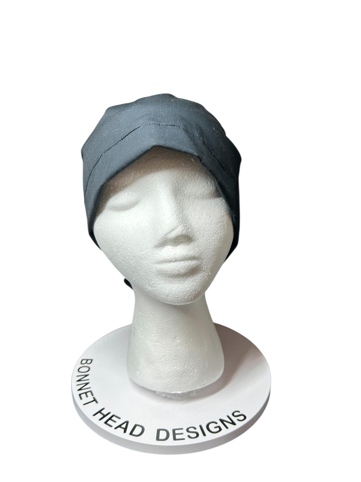 Solid black ponytail scrub hat, women’s black ponytail scrub cap