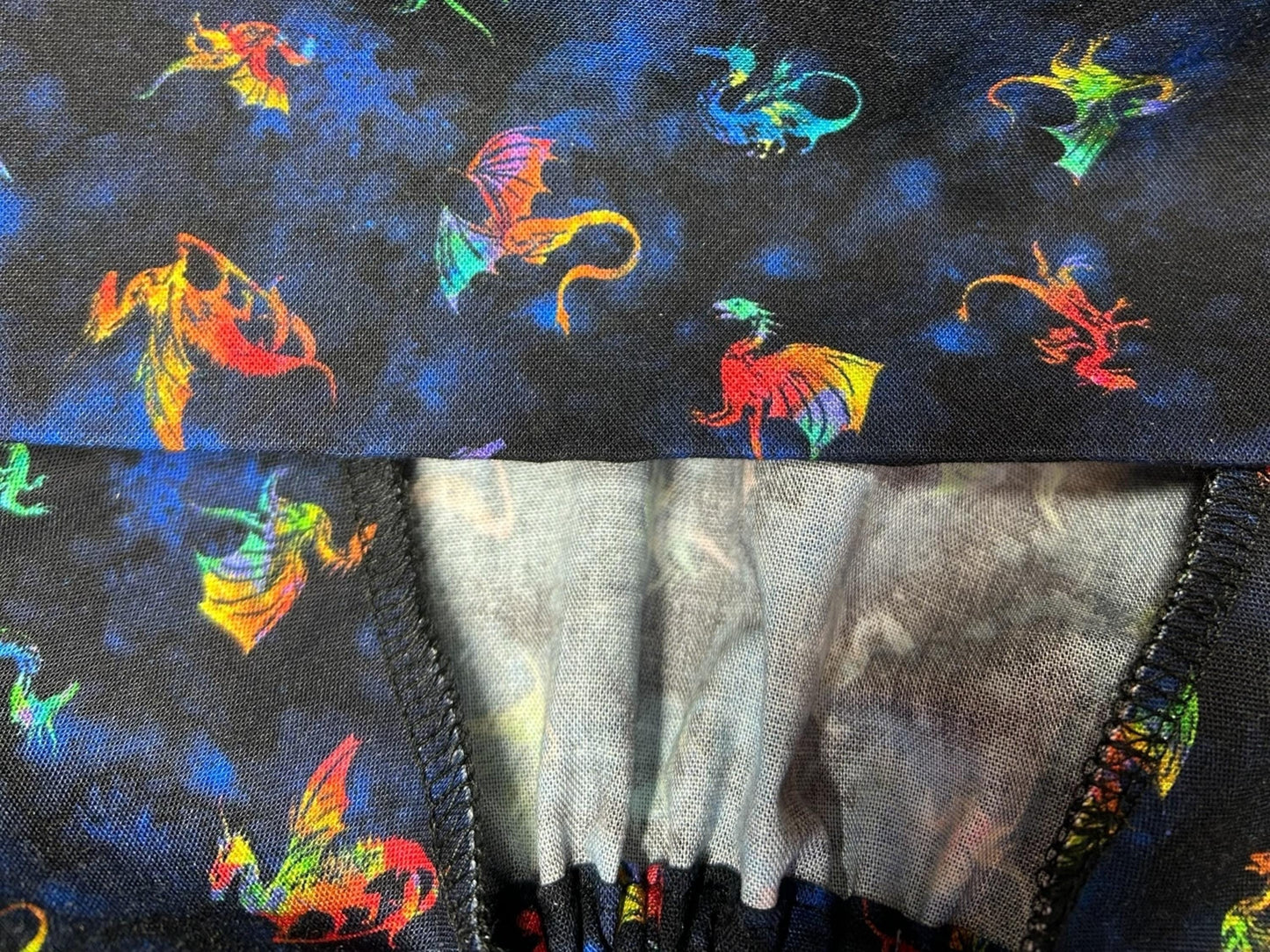 Scrub cap for men: dragon print surgeon style with ties