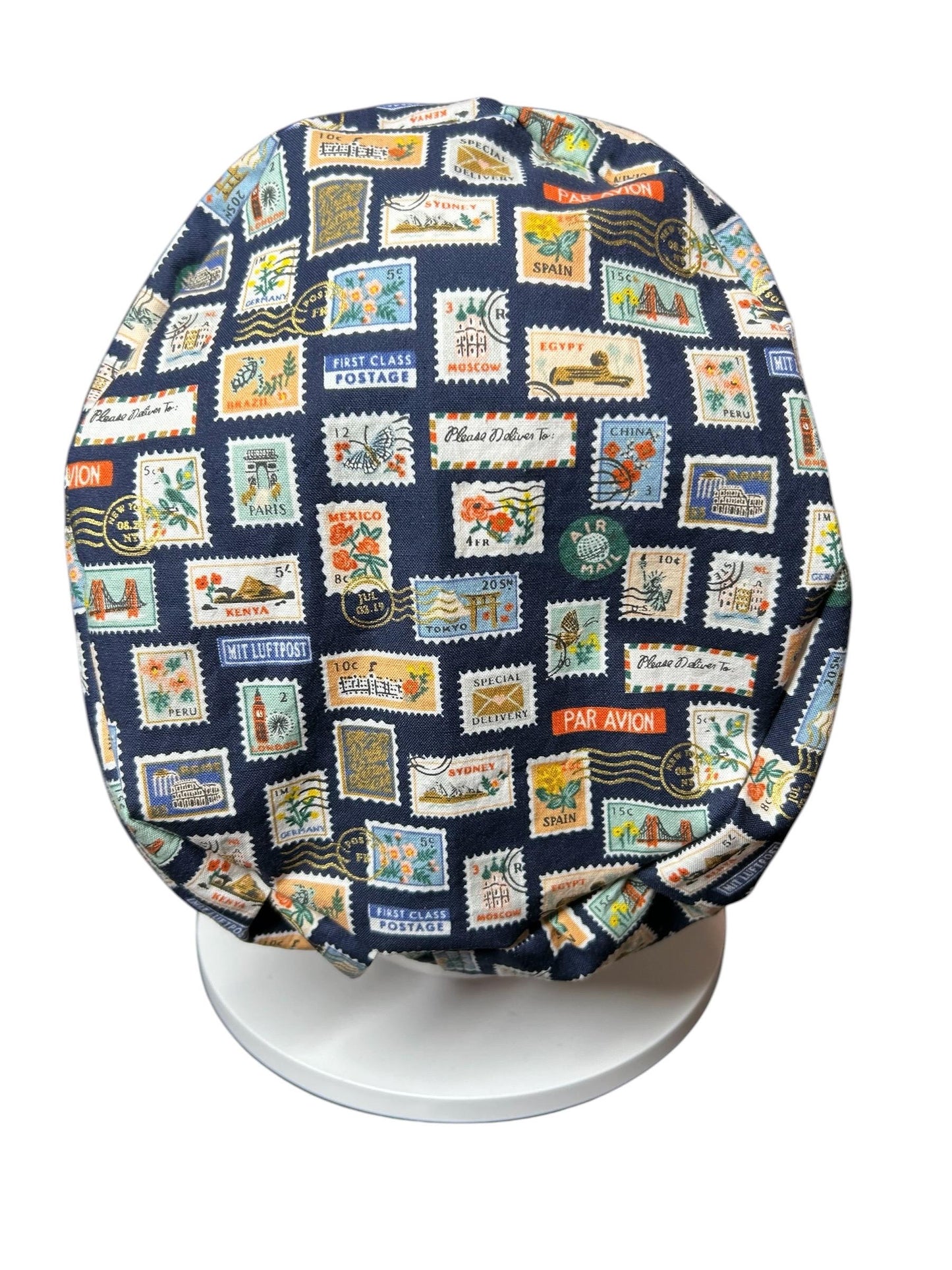 Rifle Paper Co. Stamps Scrub Cap | Euro Style, Adjustable Cord Lock