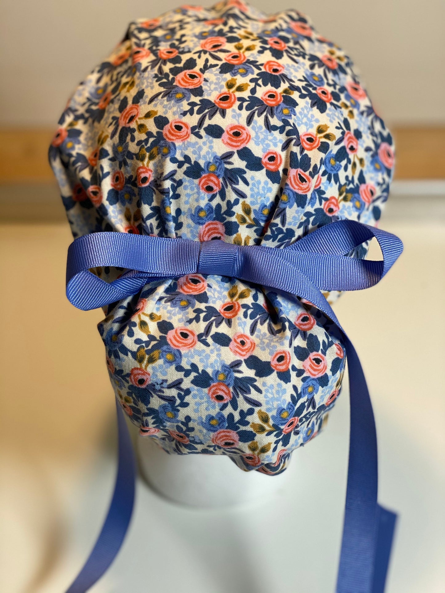 Rifle Paper Co rosa periwinkle scrub hat, rifle paper surgical cap, Bonnet Head Designs
