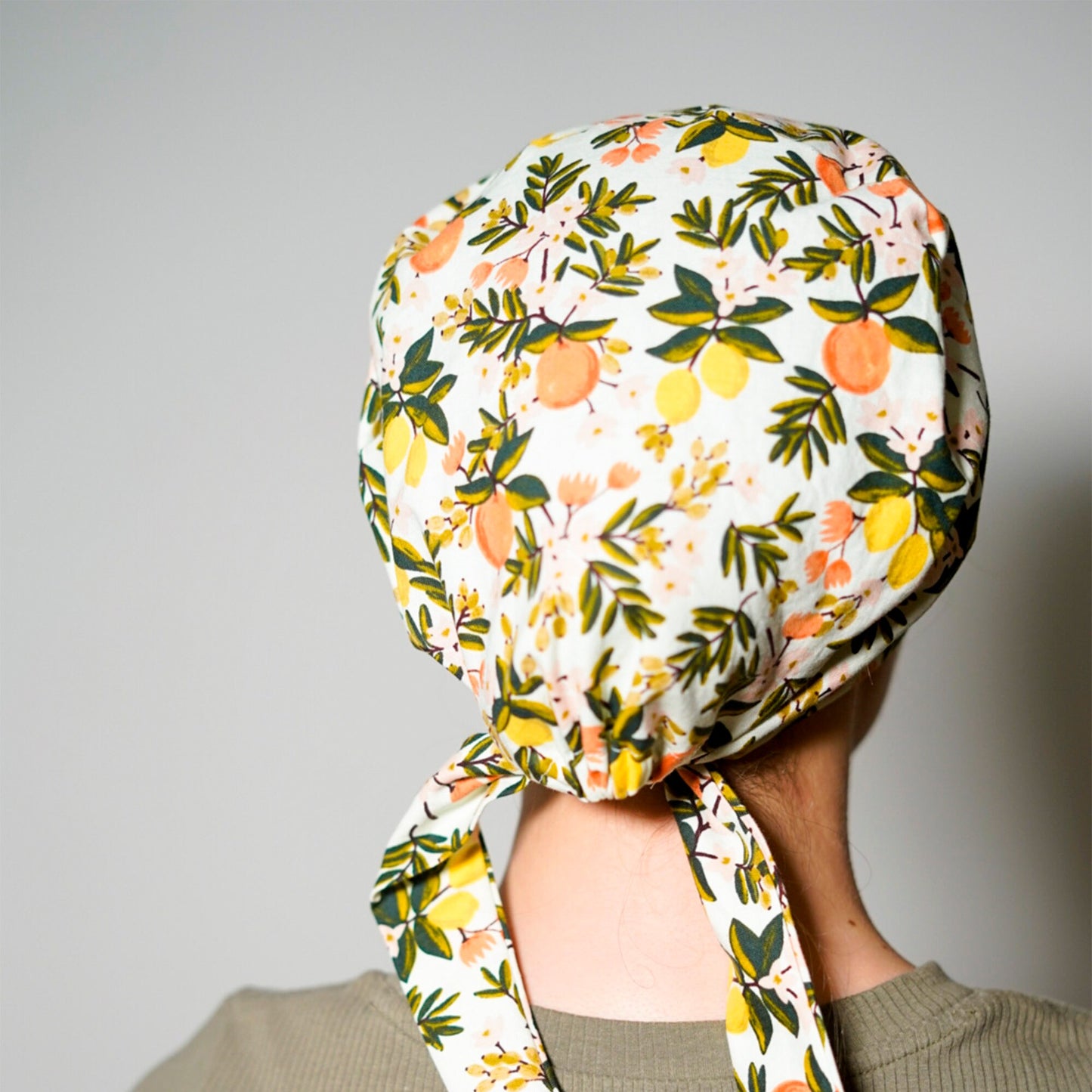 Rifle Paper Co citrus floral scrub hat, primavera scrub cap, rifle tie-back scrub hat, Bonnet Head Designs