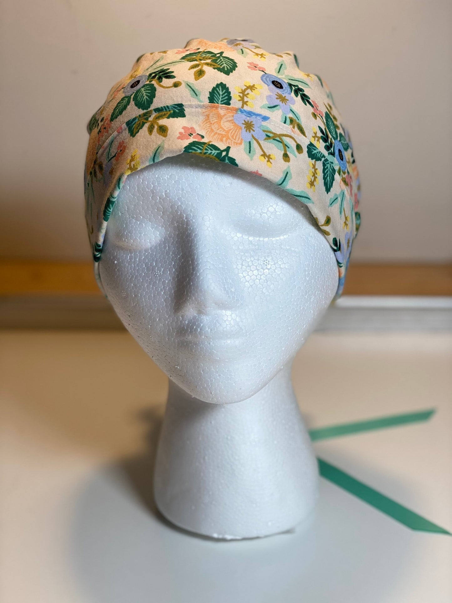 Blush les fleurs scrub hat, Rifle Paper Co fabric surgical cap, blush pink floral scrub cap, Bonnet Head Designs