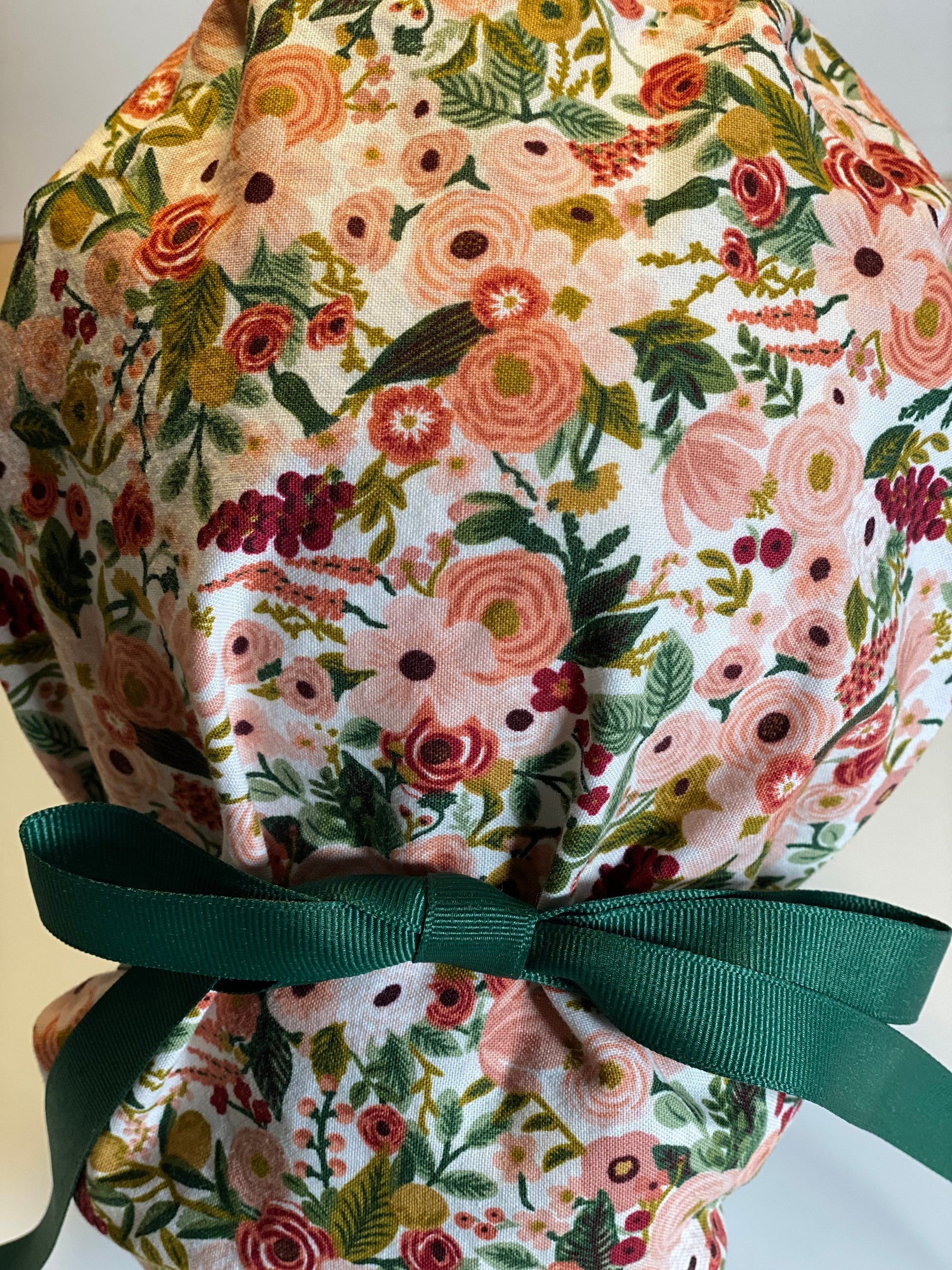 Petite pink garden party scrub hat, Rifle paper surgical cap, Bonnet Head Designs