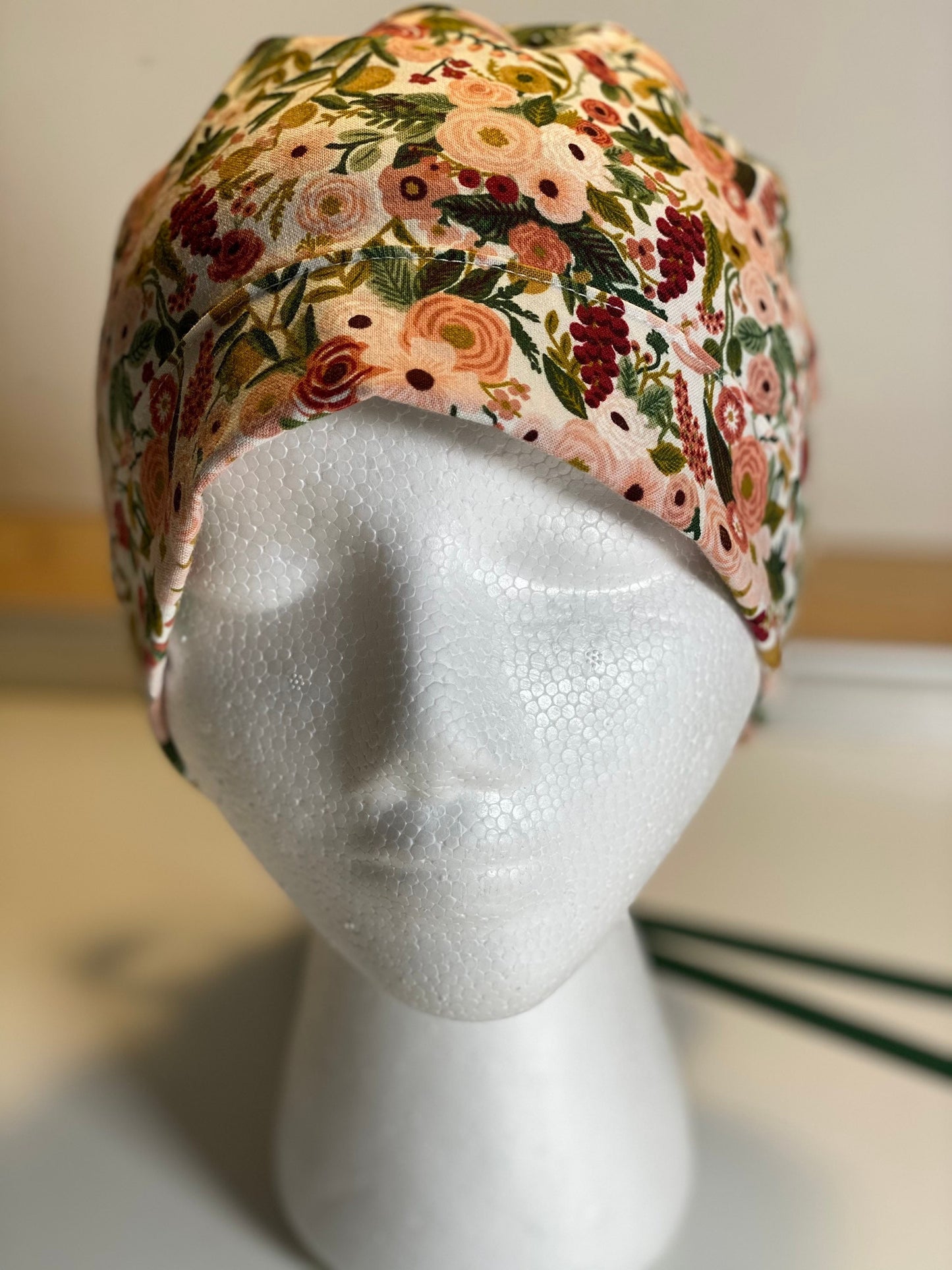 Petite pink garden party scrub hat, Rifle paper surgical cap, Bonnet Head Designs