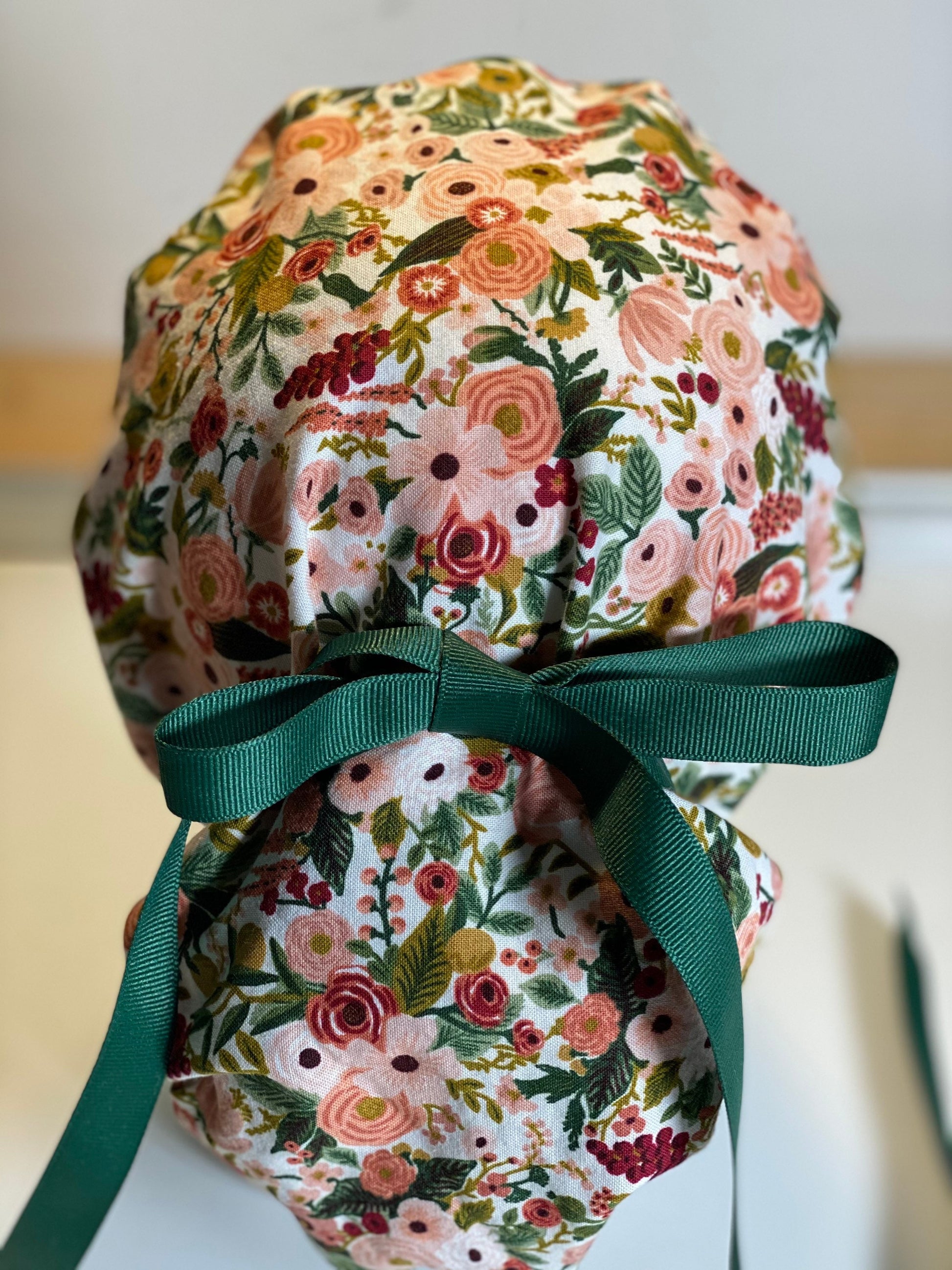 Petite pink garden party scrub hat, Rifle paper surgical cap, Bonnet Head Designs