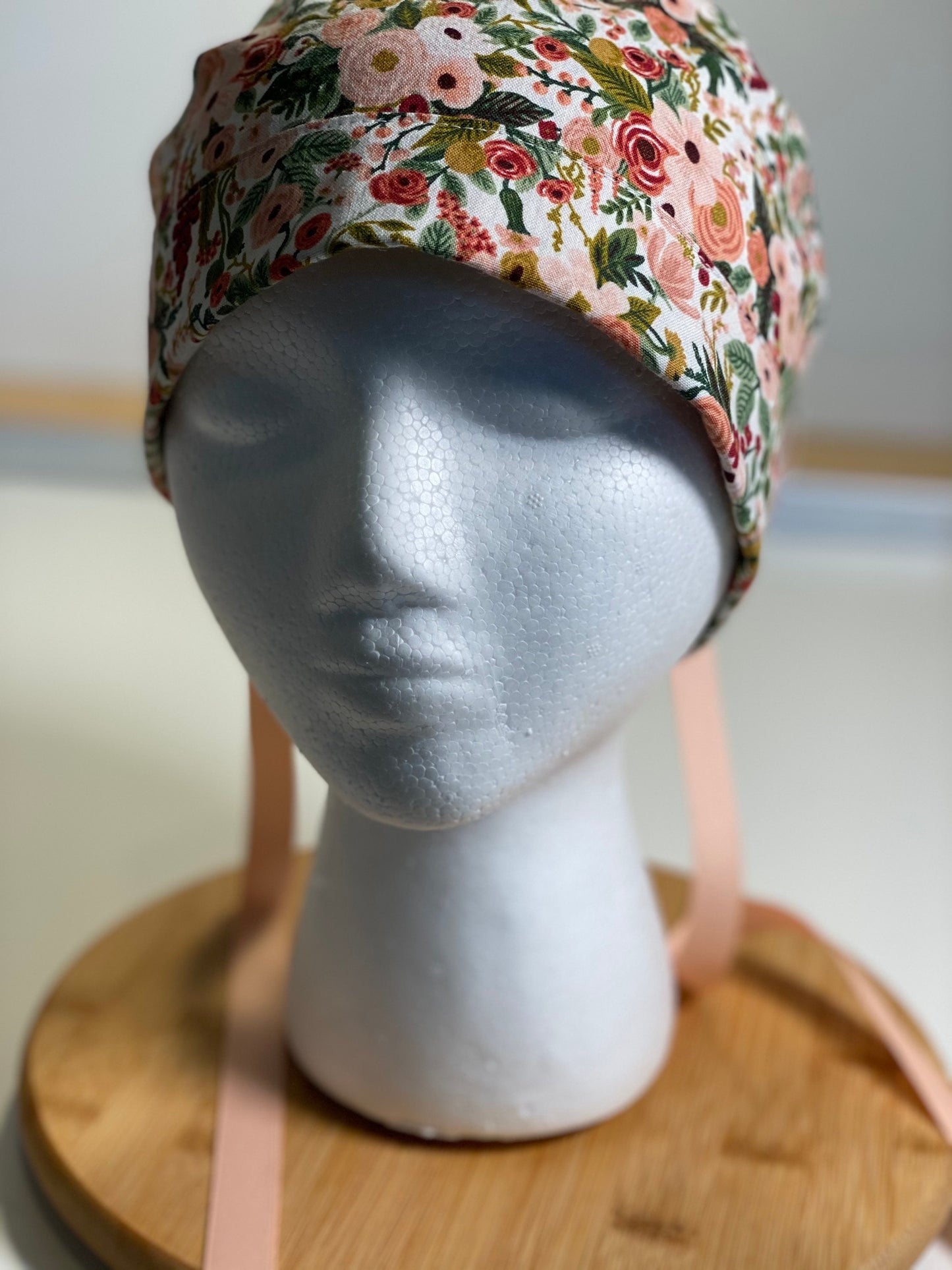 Pink petite garden party scrub cap, Rifle Paper pink petite garden party fabric scrub hat, Bonnet Head Designs