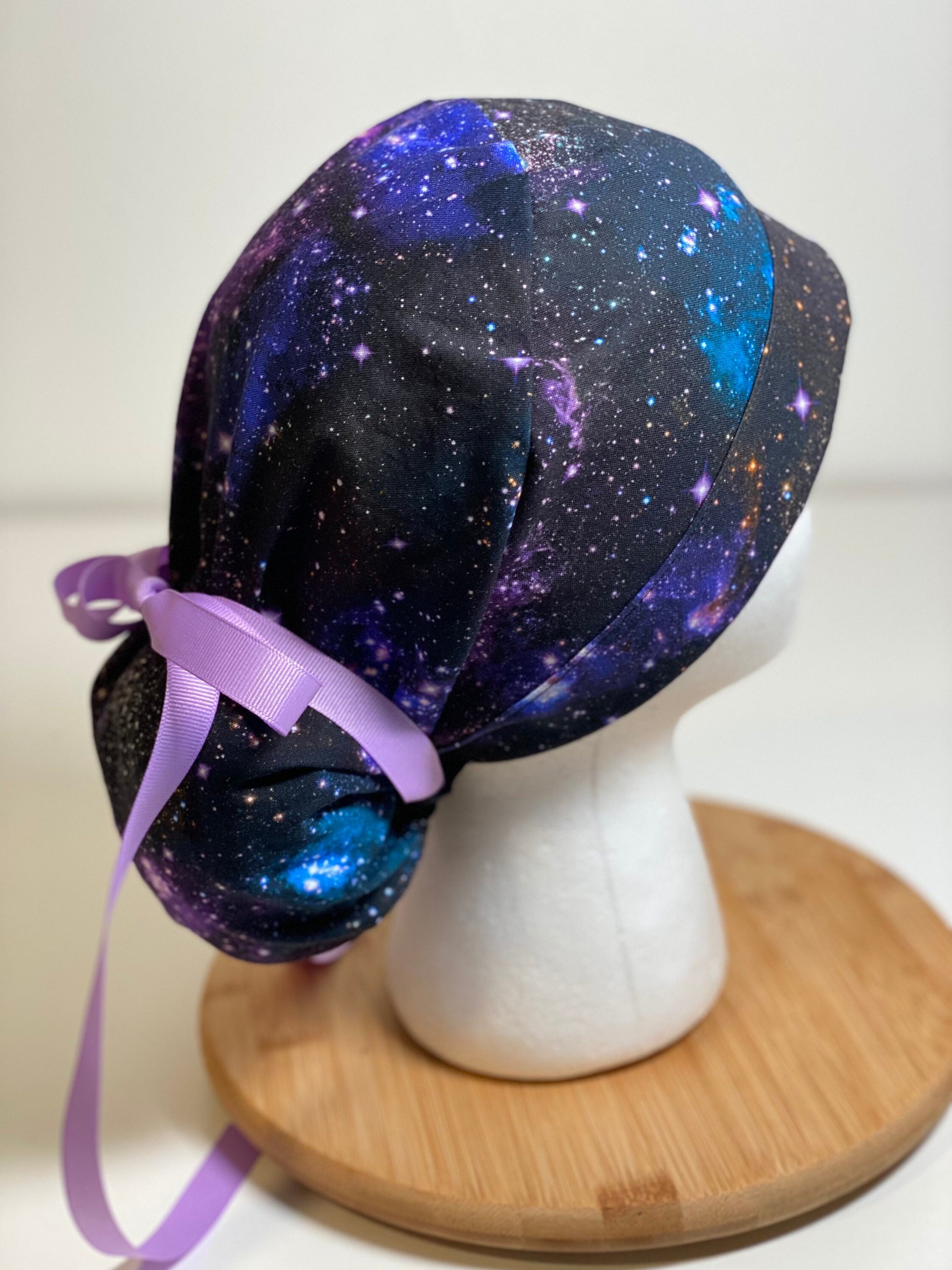 Stargazers scrub cap, pink and purple galaxy scrub cap, scrub hat galaxy, Bonnet Head Designs