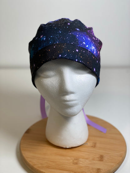 Stargazers scrub cap, pink and purple galaxy scrub cap, scrub hat galaxy, Bonnet Head Designs