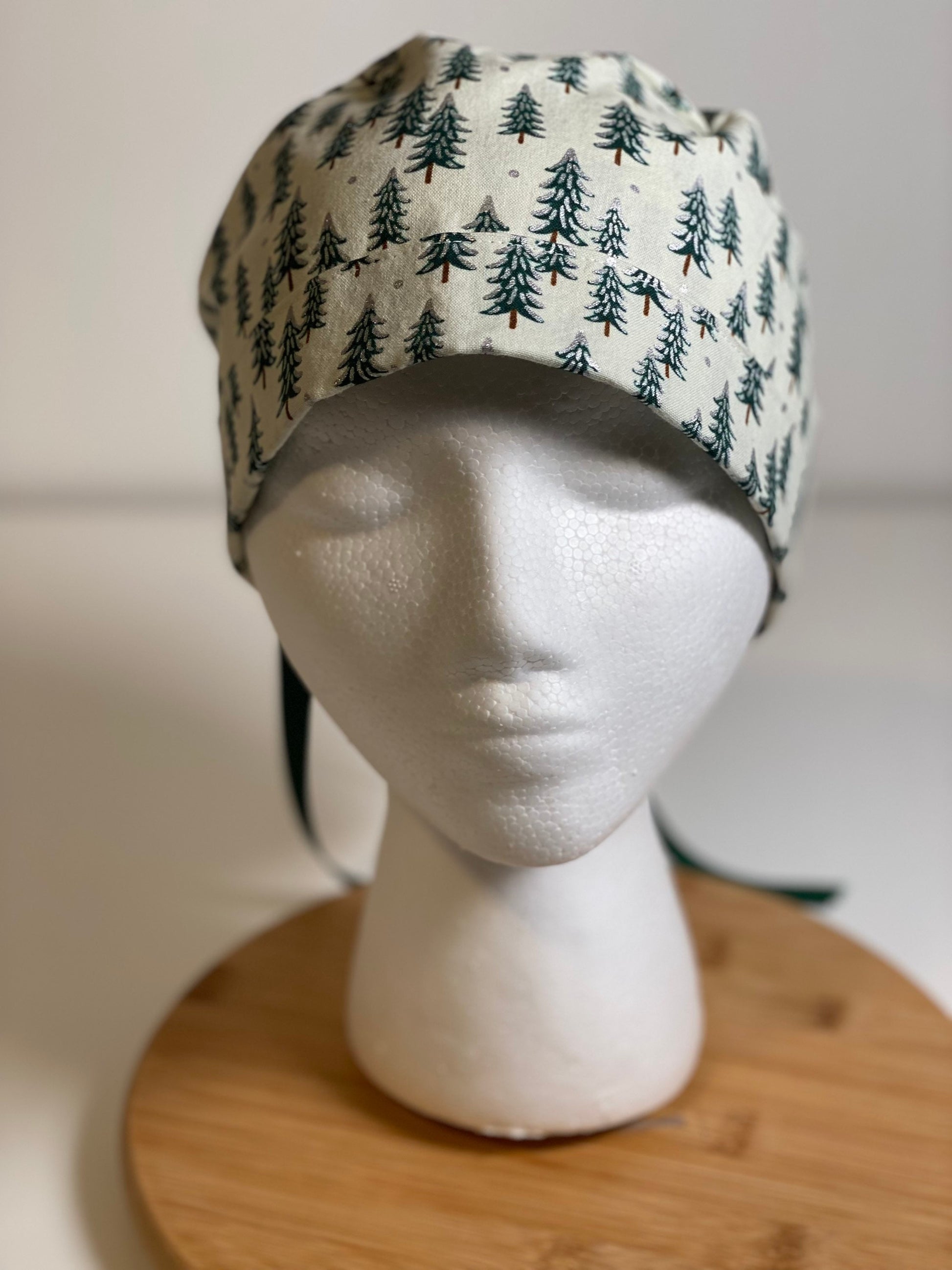 Winter tree women’s scrub cap, Christmas scrub cap, Rifle Paper Co holiday fabric scrub hat, Bonnet Head Designs