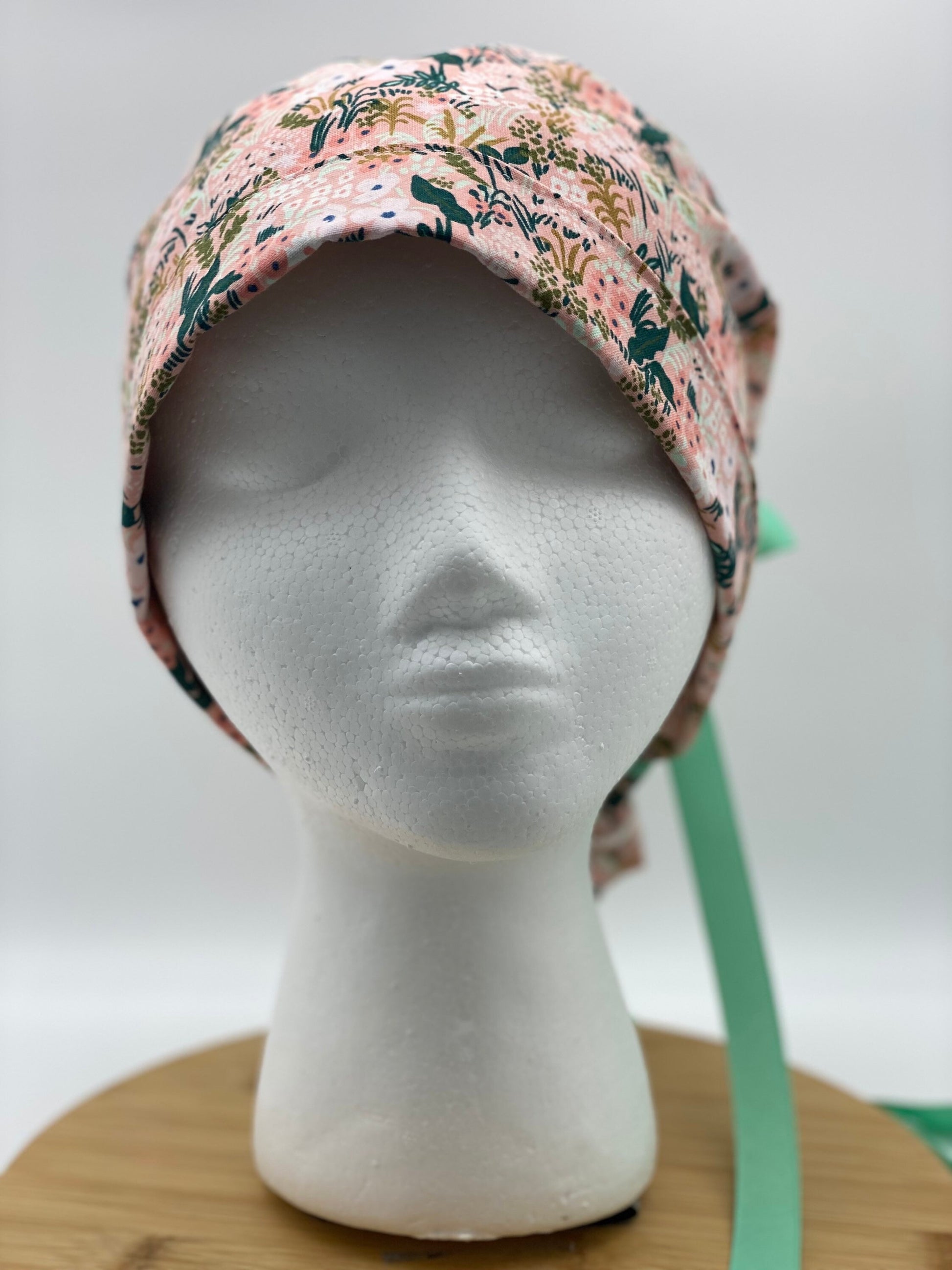 Pink meadow floral scrub cap, Rifle Paper Co fabric scrub hat, pink floral surgical cap, Bonnet Head Designs