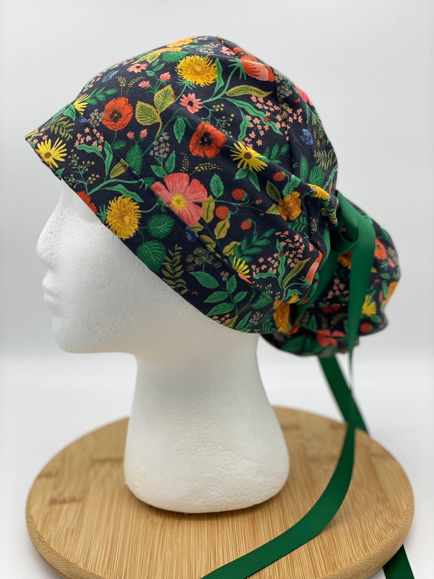 Camont black and green fabric scrub cap, Bonnet Head Designs