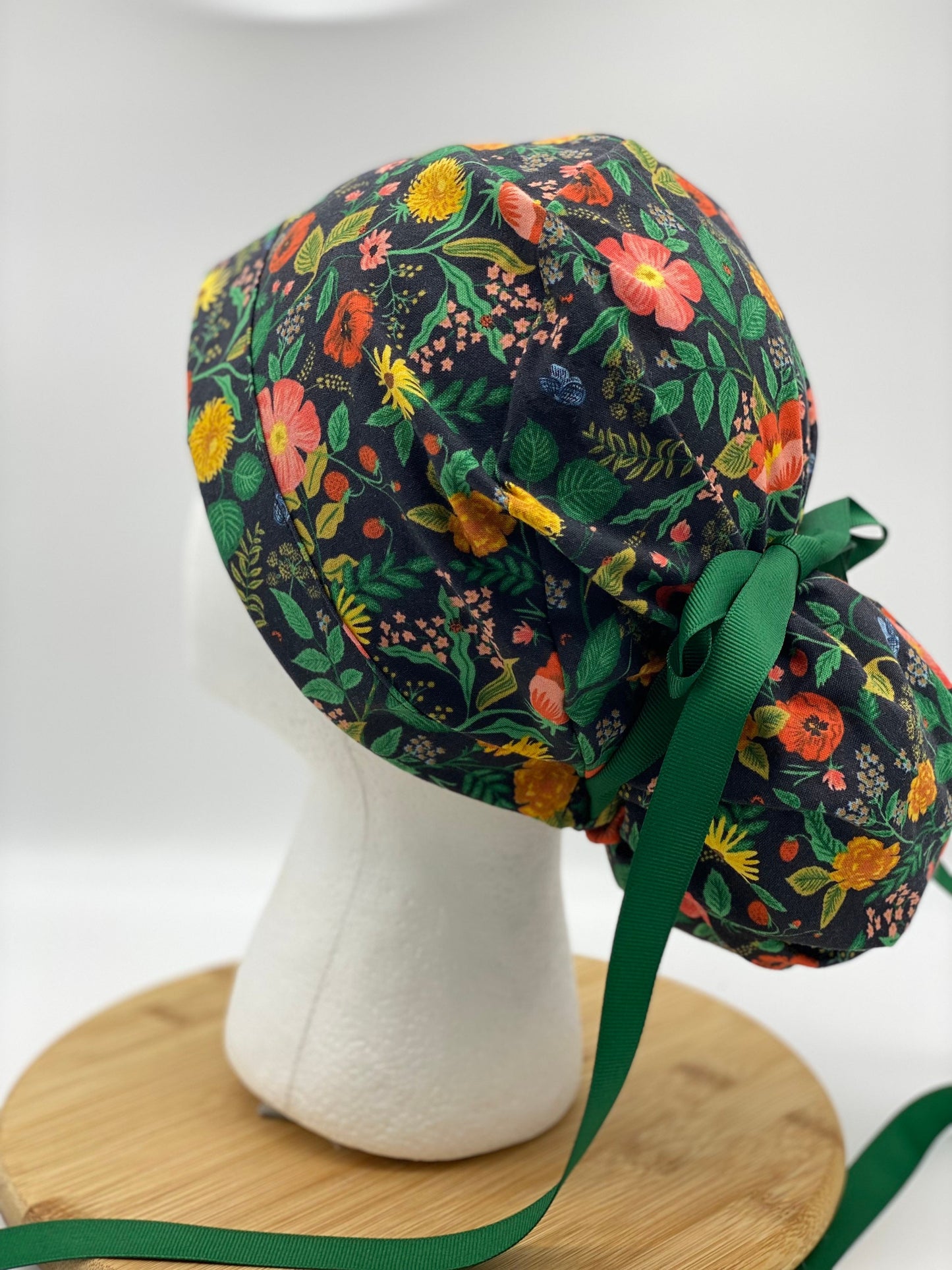 Camont black and green fabric scrub cap, Bonnet Head Designs