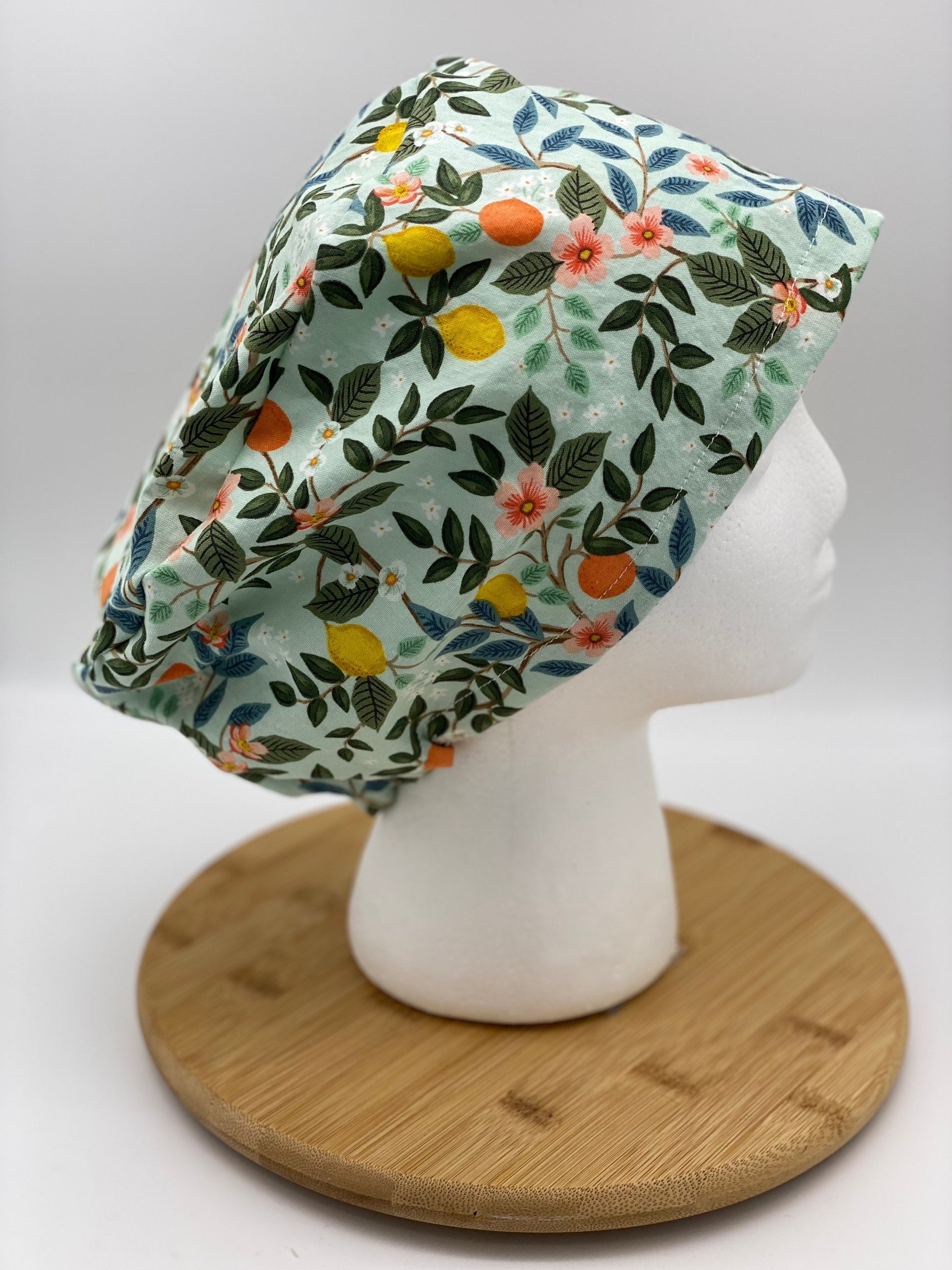 Mint bramble citrus euro scrub cap, mint citrus scrub hat euro, Bonnet Head Designs