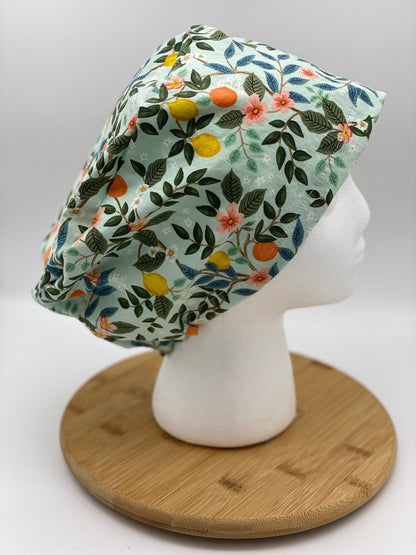 Mint bramble citrus euro scrub cap, mint citrus scrub hat euro, Bonnet Head Designs