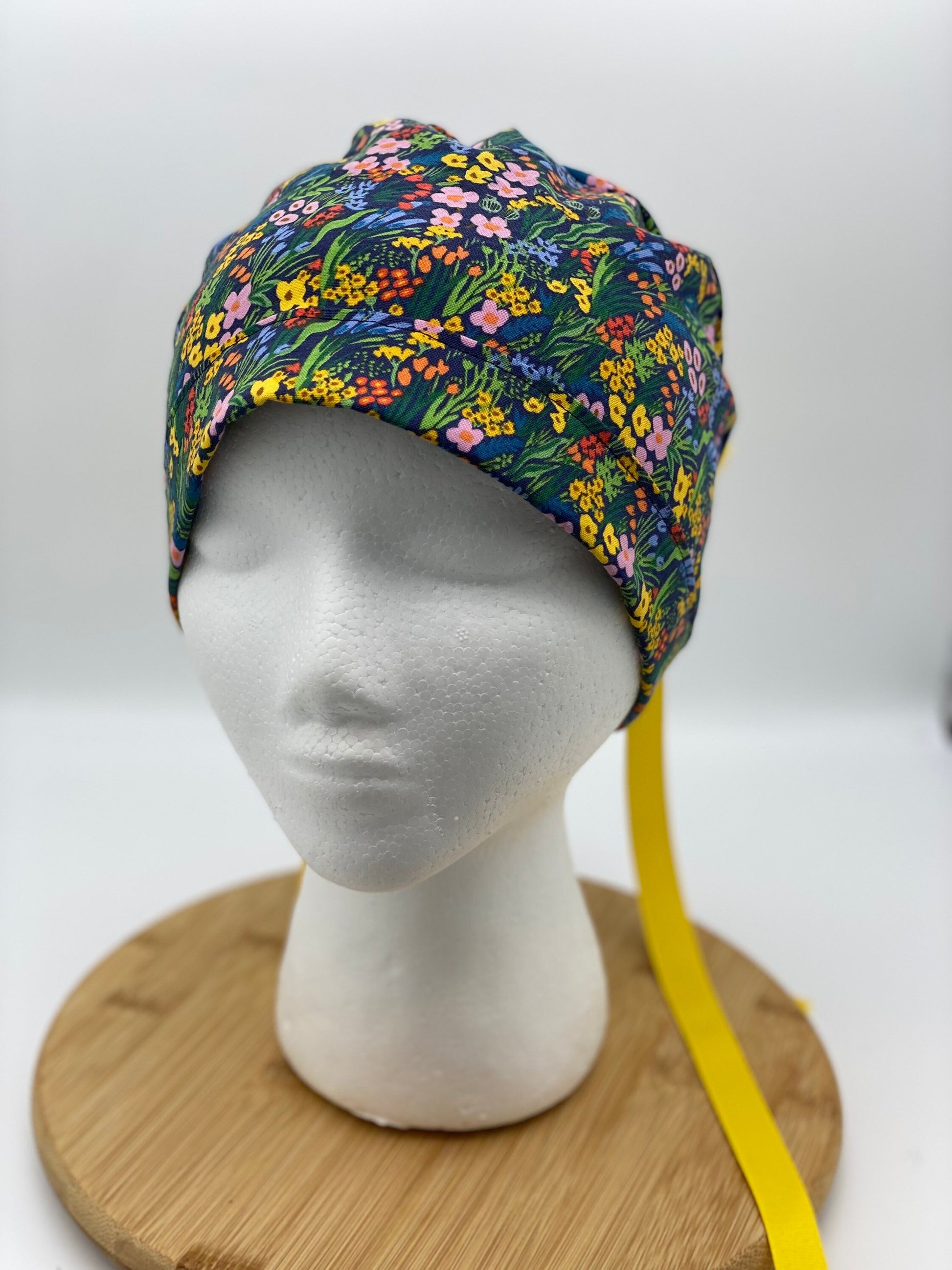 Bramble lea floral scrub cap, Navy floral scrub hat, Bonnet Head Designs