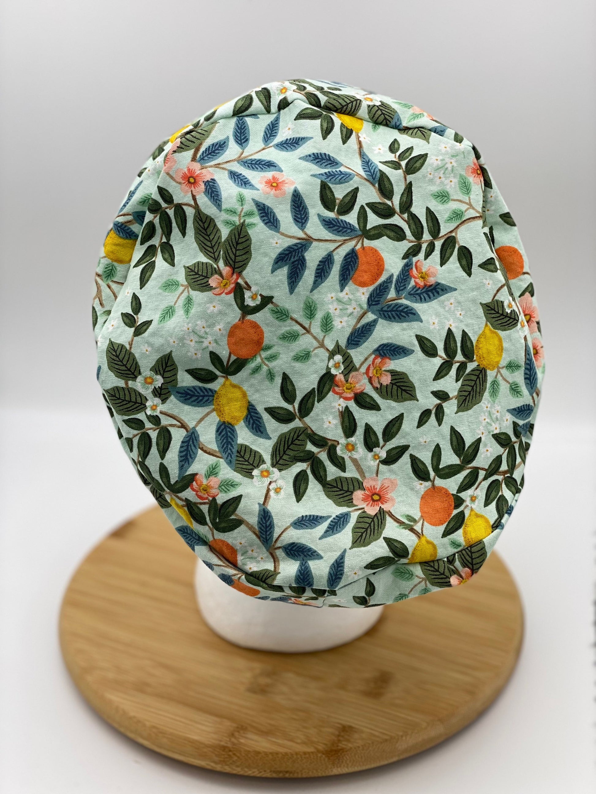 Mint bramble citrus euro scrub cap, mint citrus scrub hat euro, Bonnet Head Designs