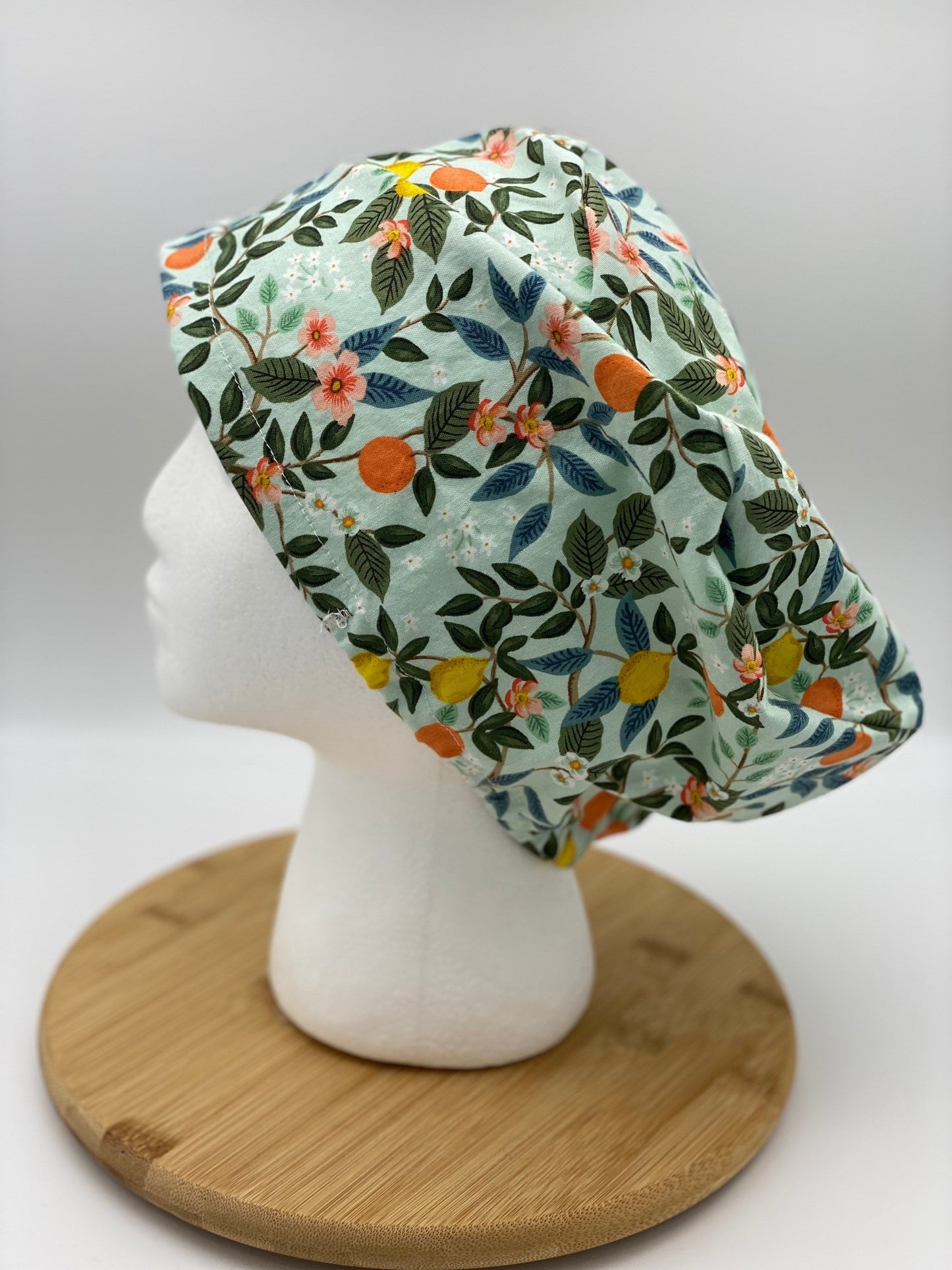 Mint bramble citrus euro scrub cap, mint citrus scrub hat euro, Bonnet Head Designs