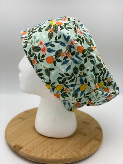 Mint bramble citrus euro scrub cap, mint citrus scrub hat euro, Bonnet Head Designs