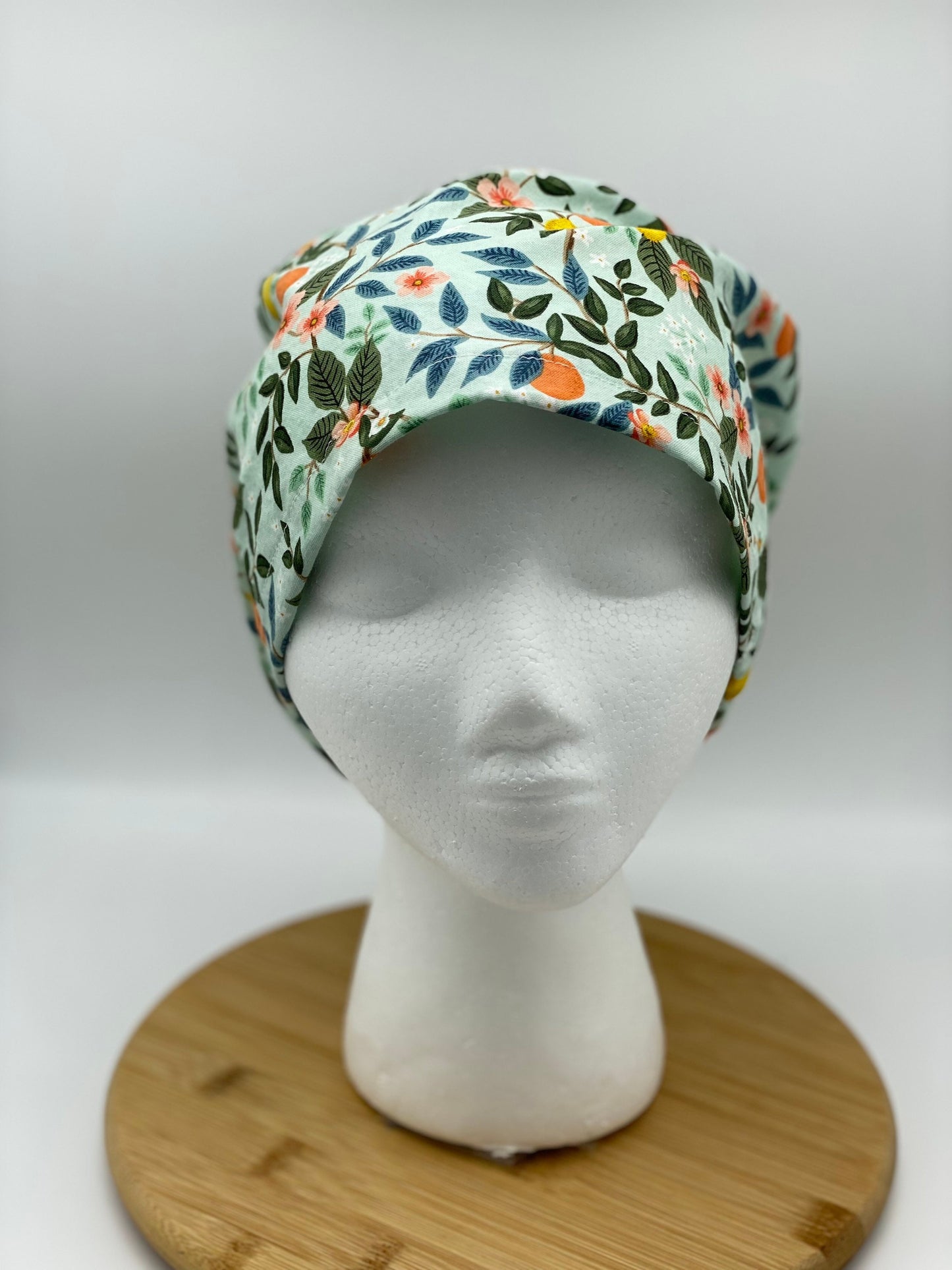 Mint bramble citrus euro scrub cap, mint citrus scrub hat euro, Bonnet Head Designs