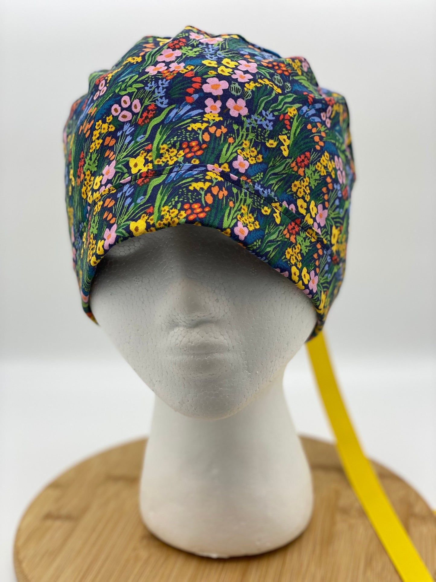 Bramble lea floral scrub cap, Navy floral scrub hat, Bonnet Head Designs