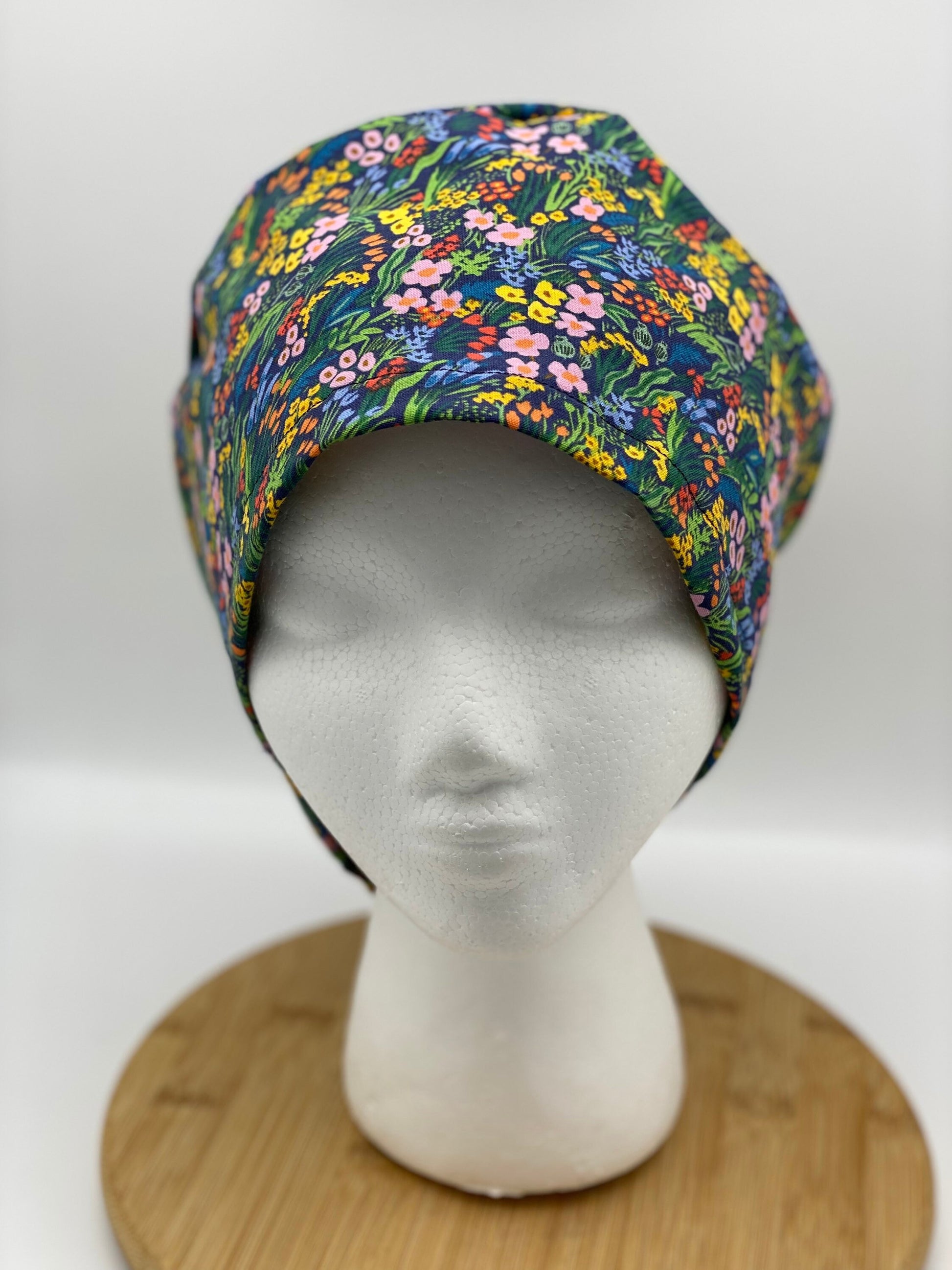 Rifle Paper Co navy floral euro scrub cap, Bramble lea floral scrub cap, Navy floral scrub hat, Bonnet Head Designs