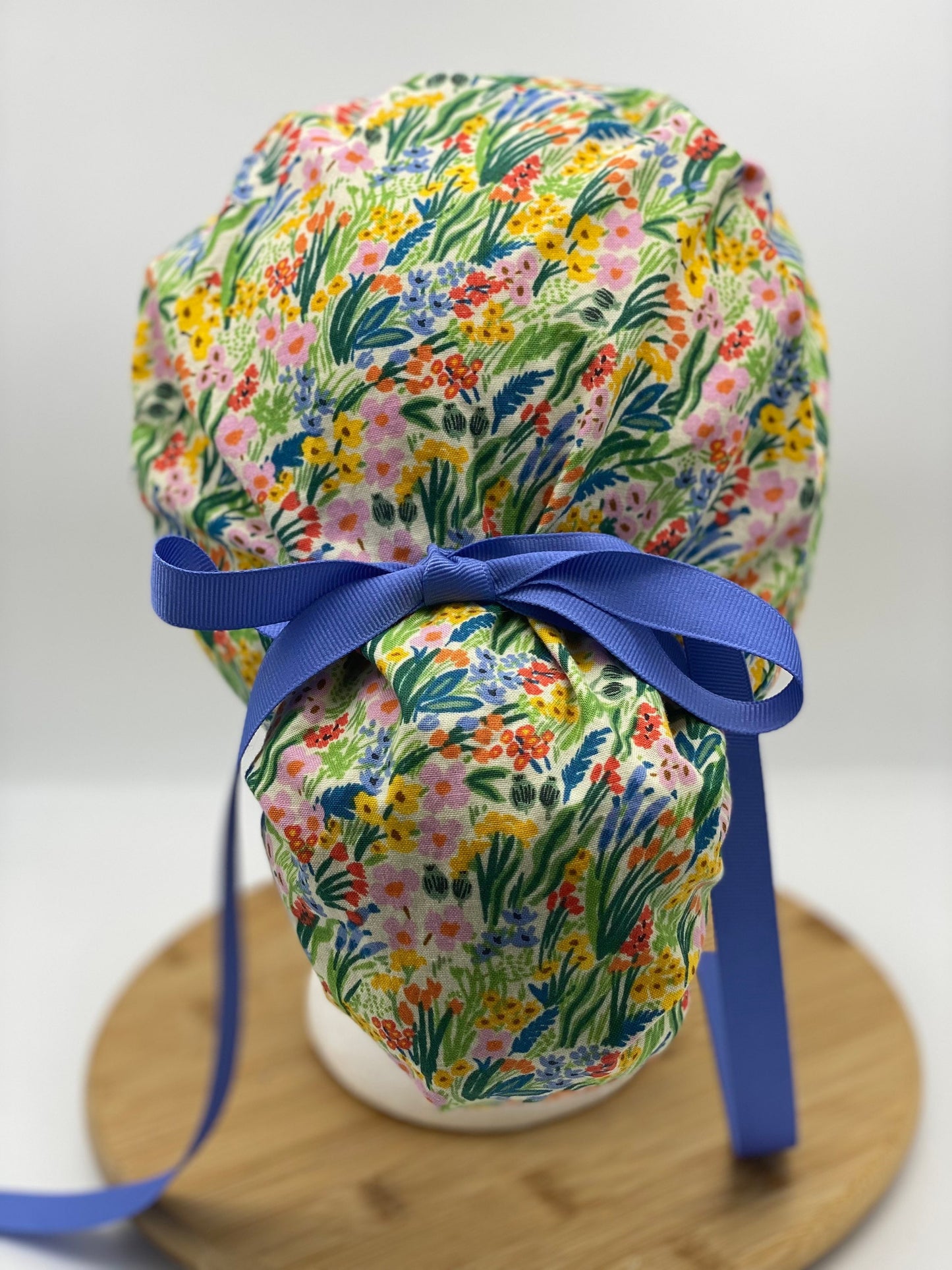 Bramble floral scrub cap, spring floral scrub cap, womens scrub cap floral, Bonnet Head Designs