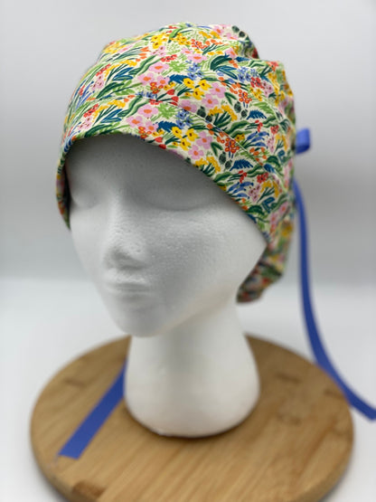 Bramble floral scrub cap, spring floral scrub cap, womens scrub cap floral, Bonnet Head Designs