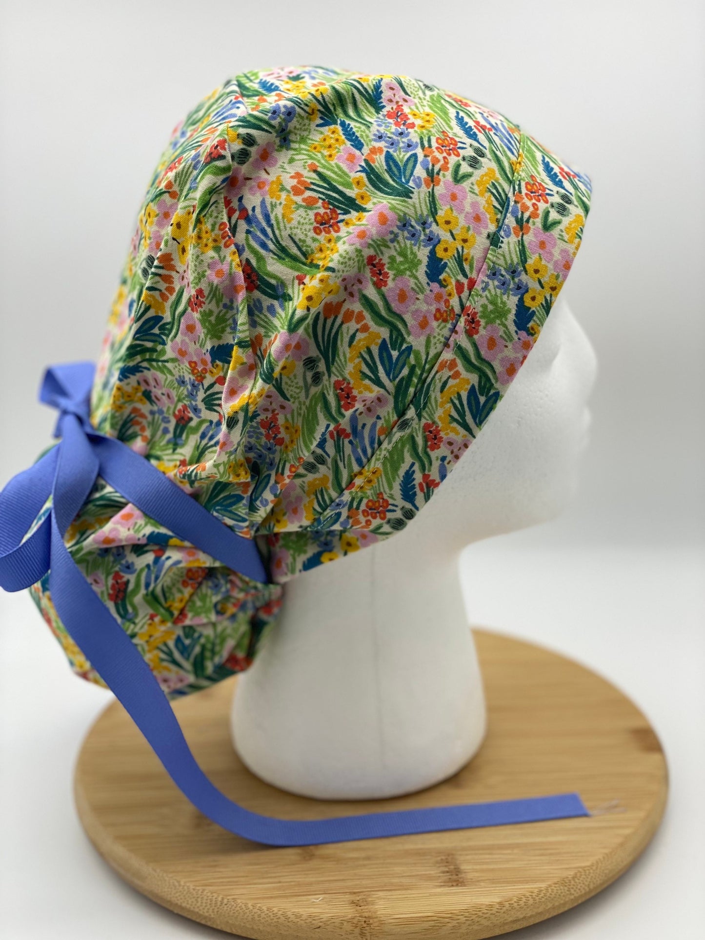 Bramble floral scrub cap, spring floral scrub cap, womens scrub cap floral, Bonnet Head Designs