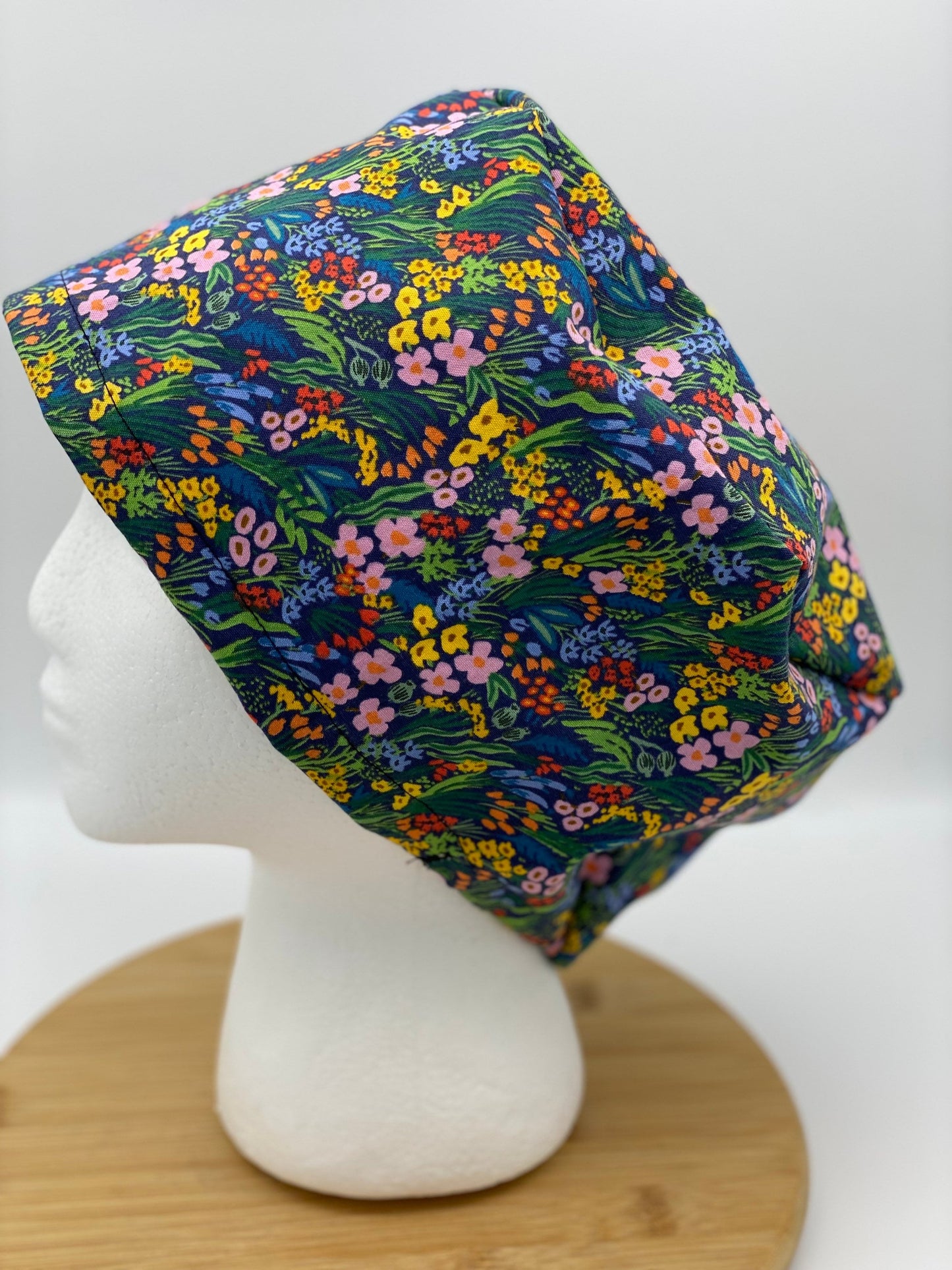 Rifle Paper Co navy floral euro scrub cap, Bramble lea floral scrub cap, Navy floral scrub hat, Bonnet Head Designs