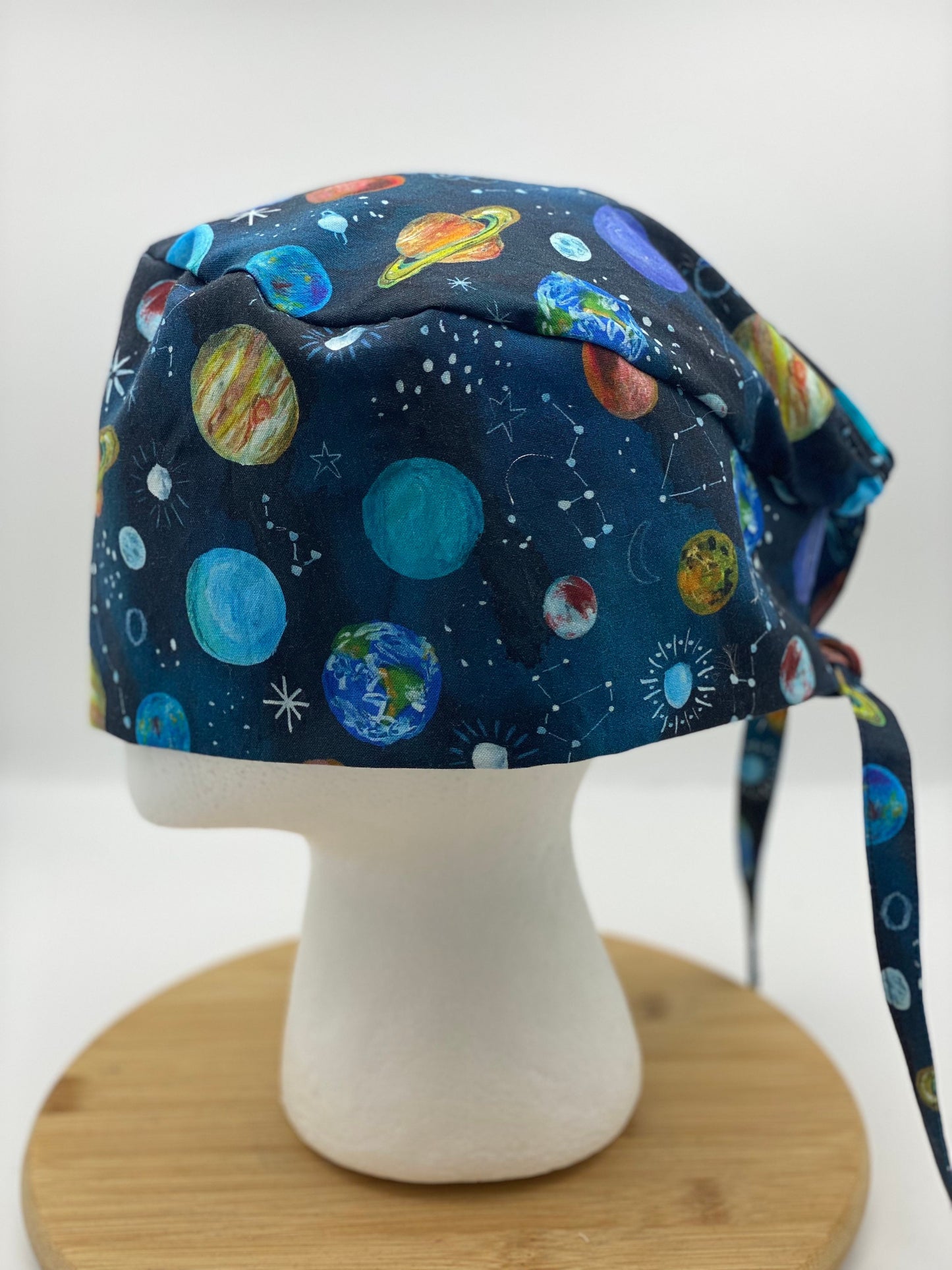 Mens scrub cap planets, outer space scrub cap unisex, unisex scrub cap space and planets, Bonnet Head Designs