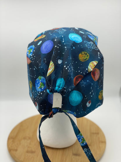 Mens scrub cap planets, outer space scrub cap unisex, unisex scrub cap space and planets, Bonnet Head Designs