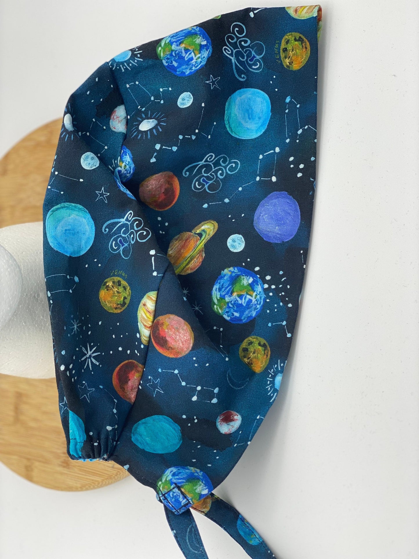 Mens scrub cap planets, outer space scrub cap unisex, unisex scrub cap space and planets, Bonnet Head Designs