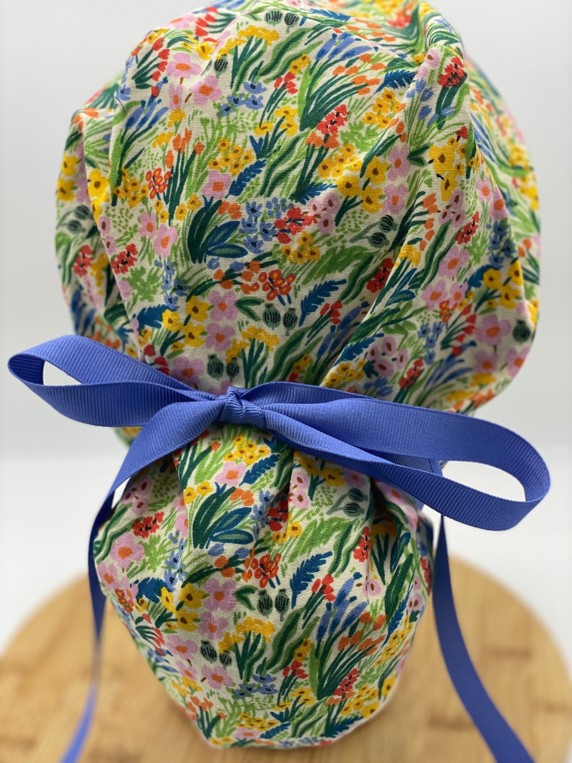 Bramble floral scrub cap, spring floral scrub cap, womens scrub cap floral, Bonnet Head Designs