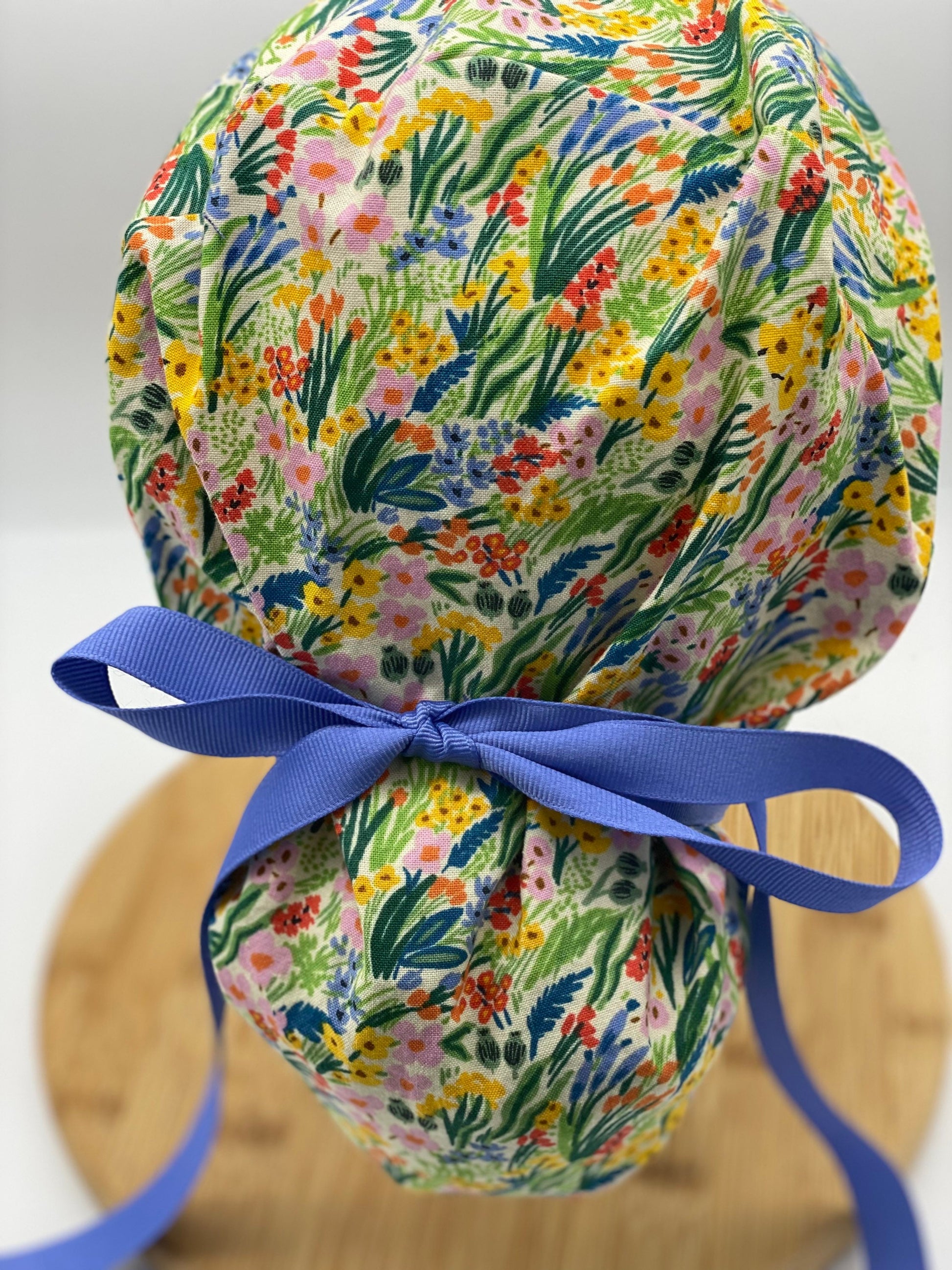 Bramble floral scrub cap, spring floral scrub cap, womens scrub cap floral, Bonnet Head Designs