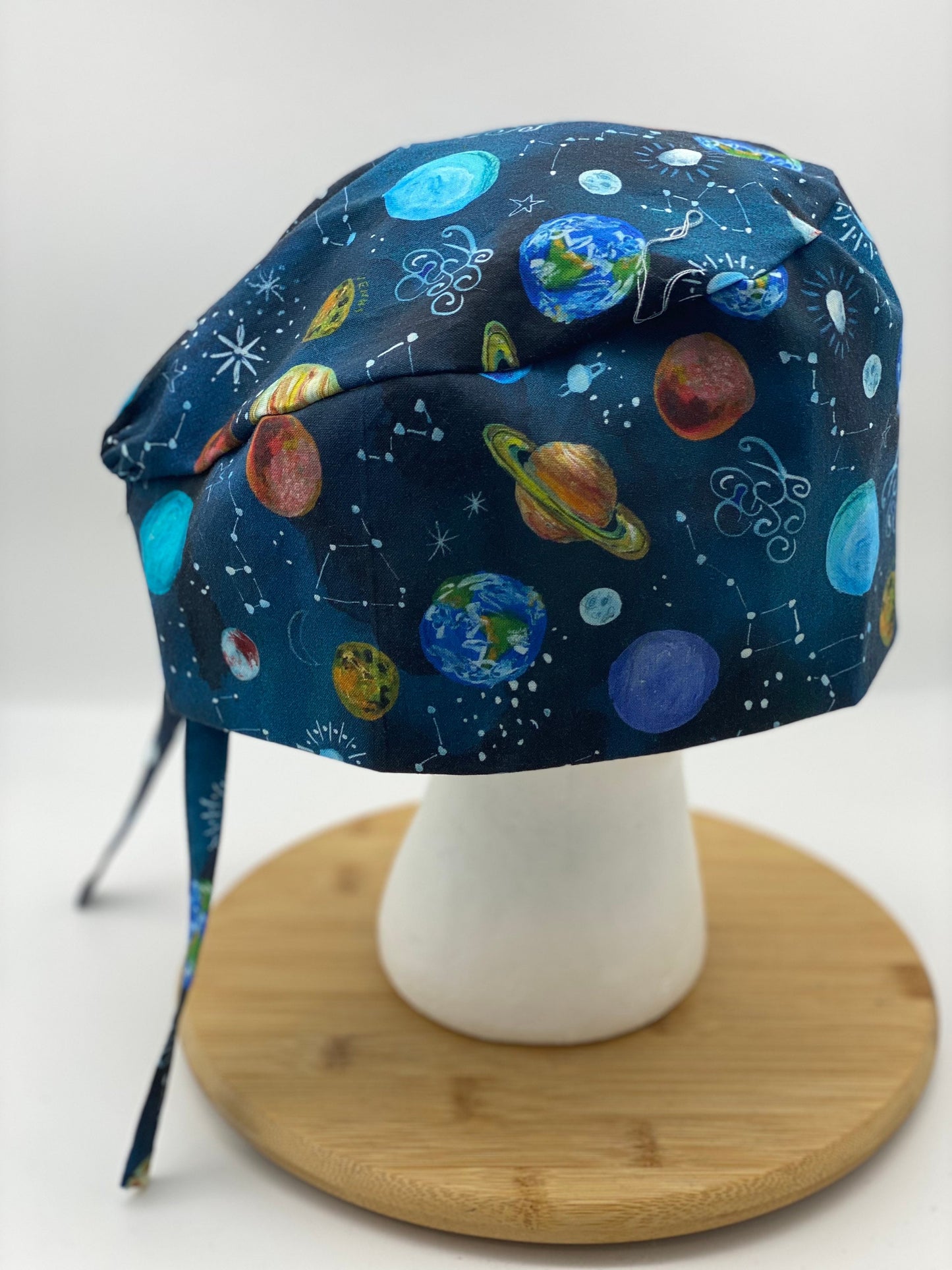 Mens scrub cap planets, outer space scrub cap unisex, unisex scrub cap space and planets, Bonnet Head Designs