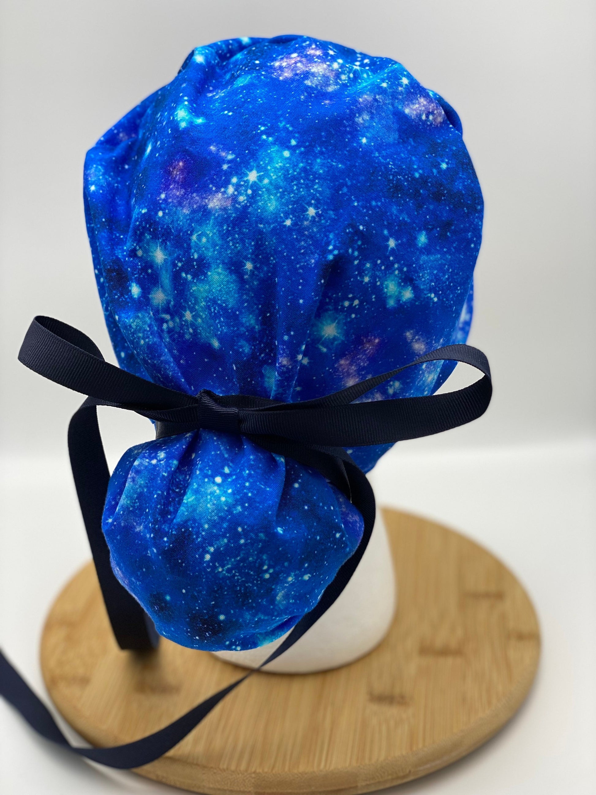 Galaxy print scrub hat, space women’s scrub cap, Bonnet Head Designs