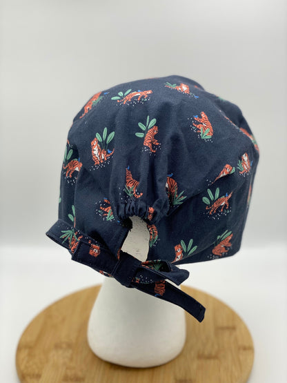 Men’s tiger print scrub cap, scrub hat tigers, unisex scrub cap tigers, Bonnet Head Designs