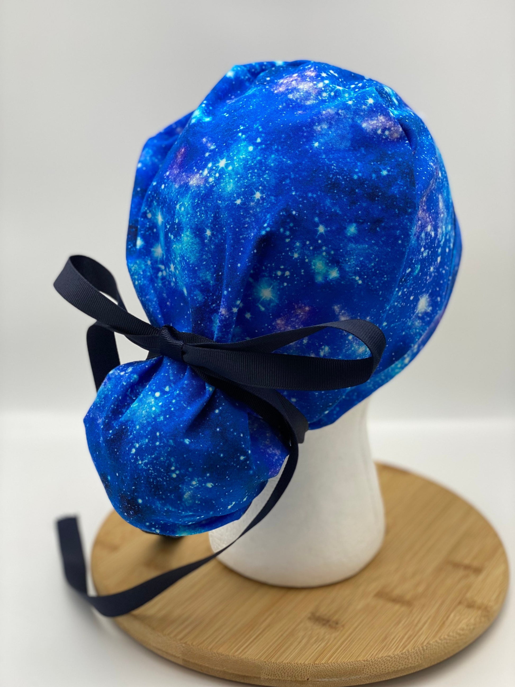 Galaxy print scrub hat, space women’s scrub cap, Bonnet Head Designs