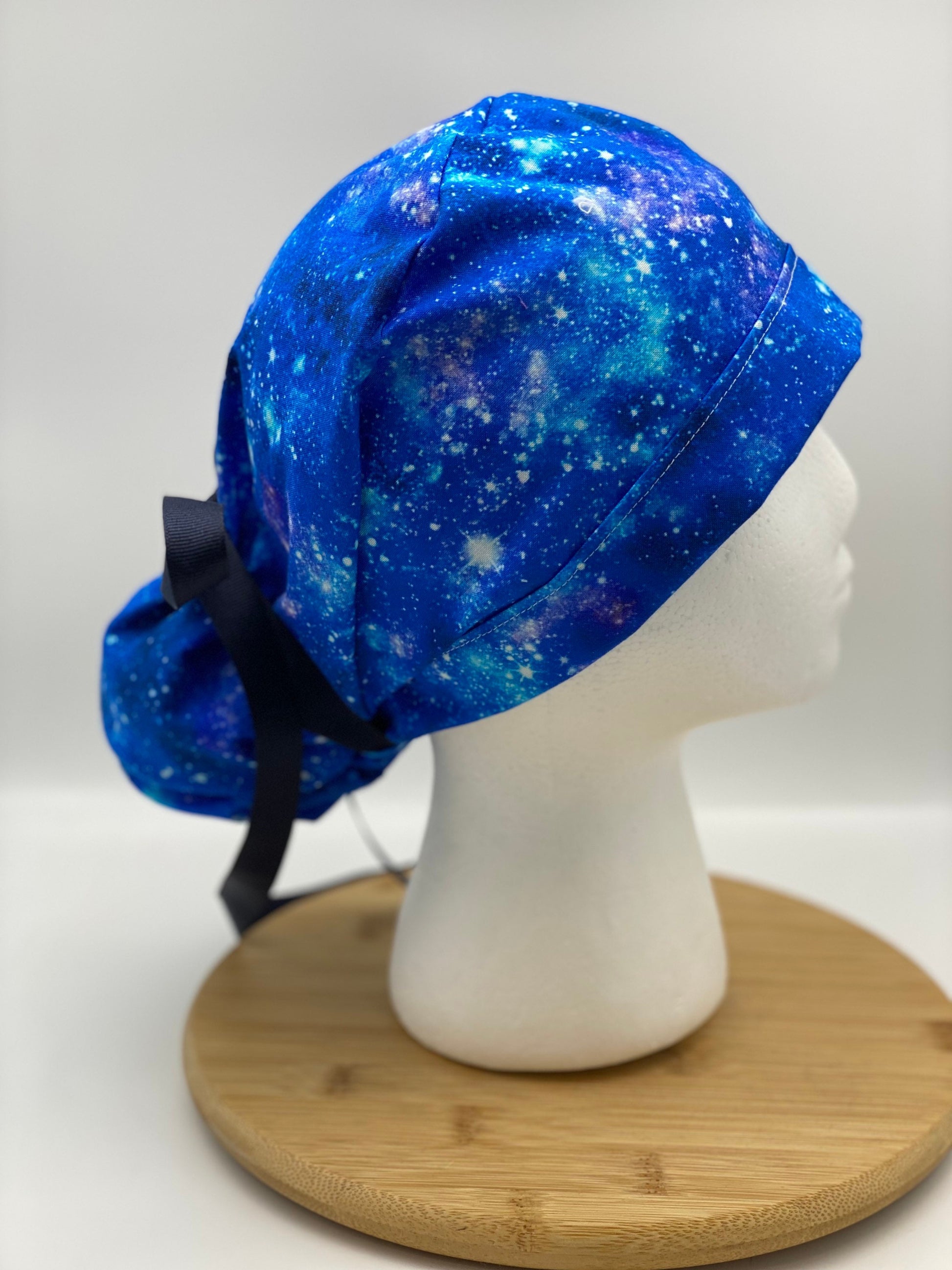 Galaxy print scrub hat, space women’s scrub cap, Bonnet Head Designs