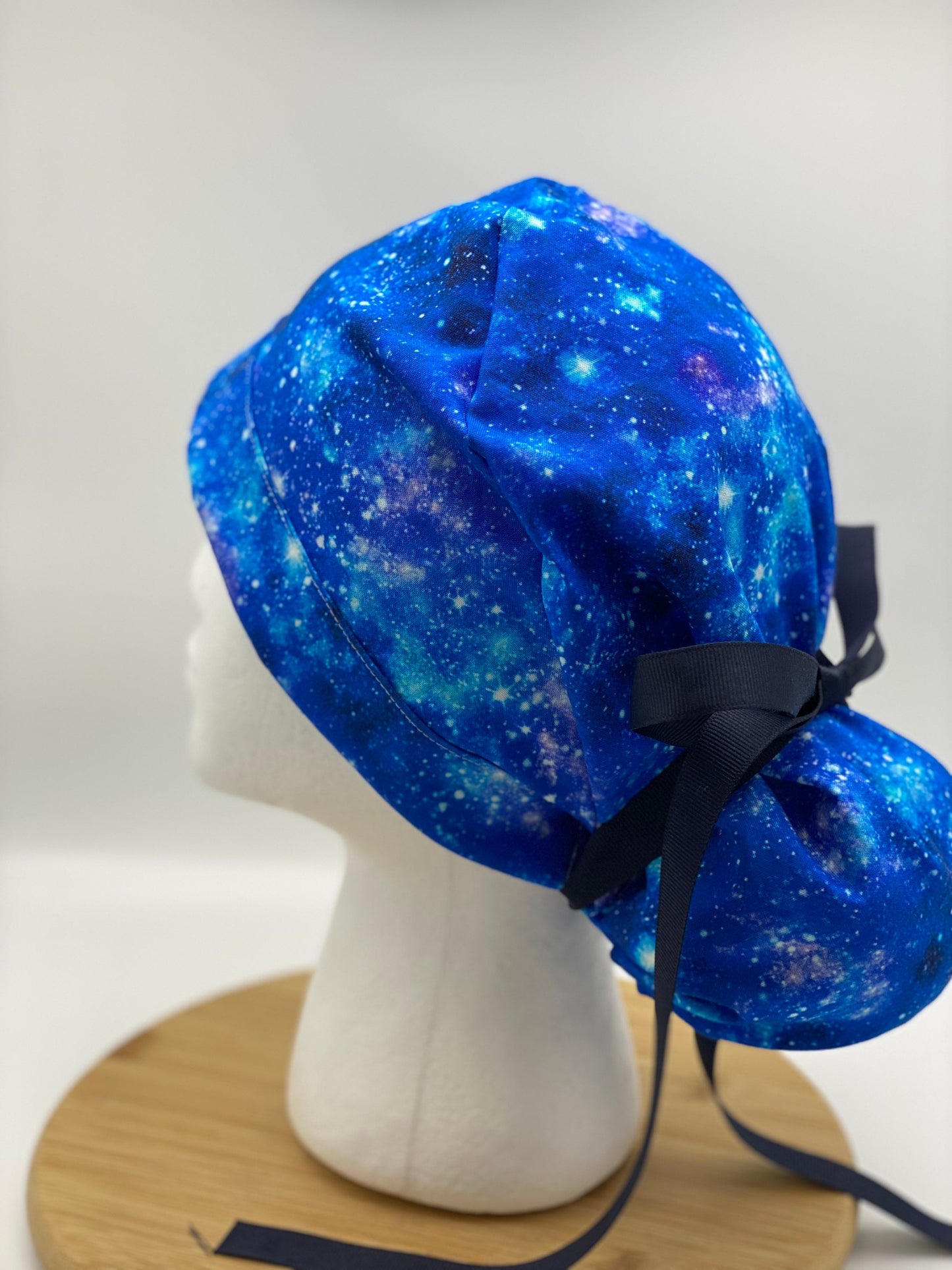 Galaxy print scrub hat, space women’s scrub cap, Bonnet Head Designs