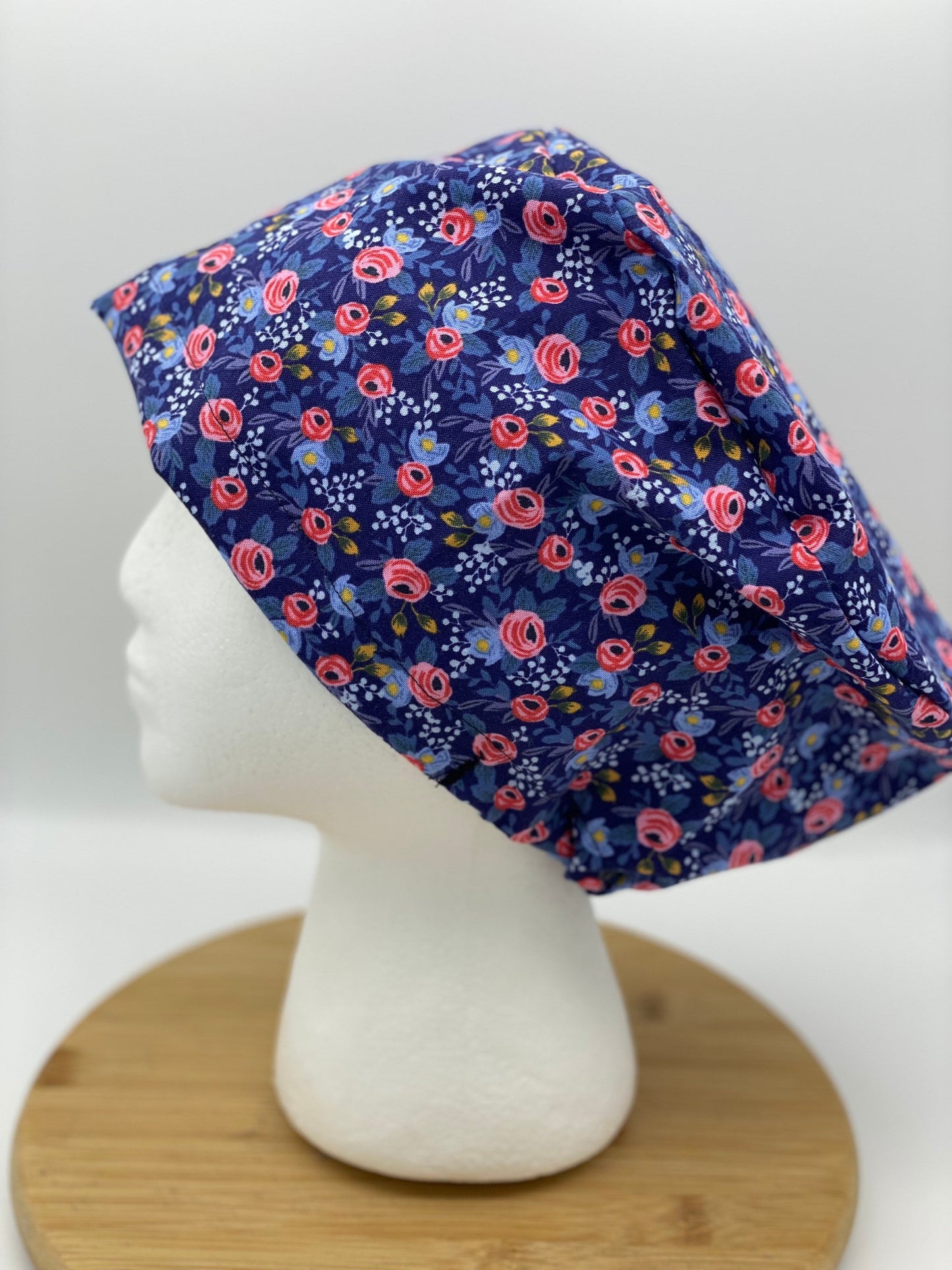 Rifle Paper Co purple rosa euro scrub cap, purple floral euro style scrub hat, Bonnet Head Designs