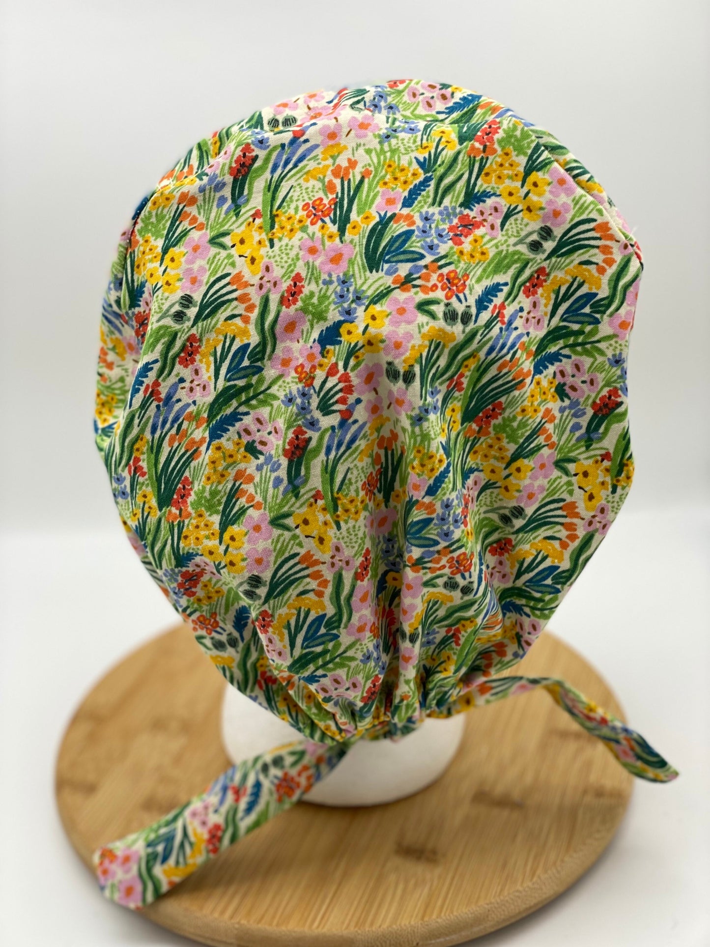 Rifle Paper Co bramble meadow scrub cap, spring floral tie back scrub cap, Bonnet Head Designs