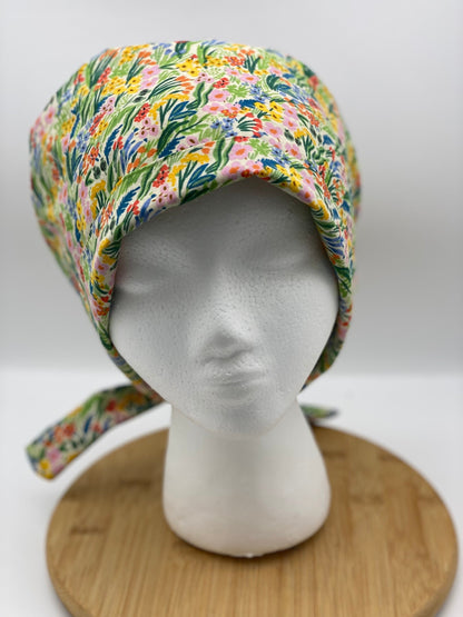 Rifle Paper Co bramble meadow scrub cap, spring floral tie back scrub cap, Bonnet Head Designs